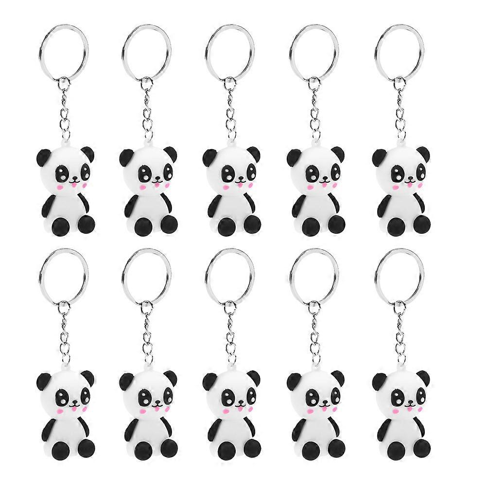 Key Holder Keyring Durable Rubber Silicone Key Chains Multi Color Panda Shaped For All Ages Daily Use 12.5X3.5cm Key Attachment 10Set