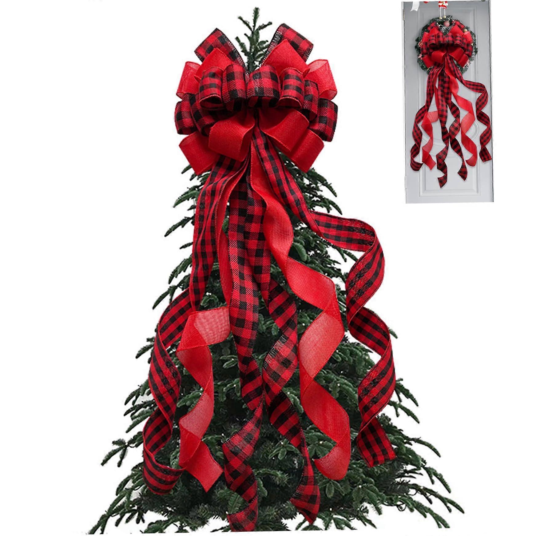 Red Weihnachtsbögen full of Draht Elegant Tree Topper Bogen with 6 Schwänzen