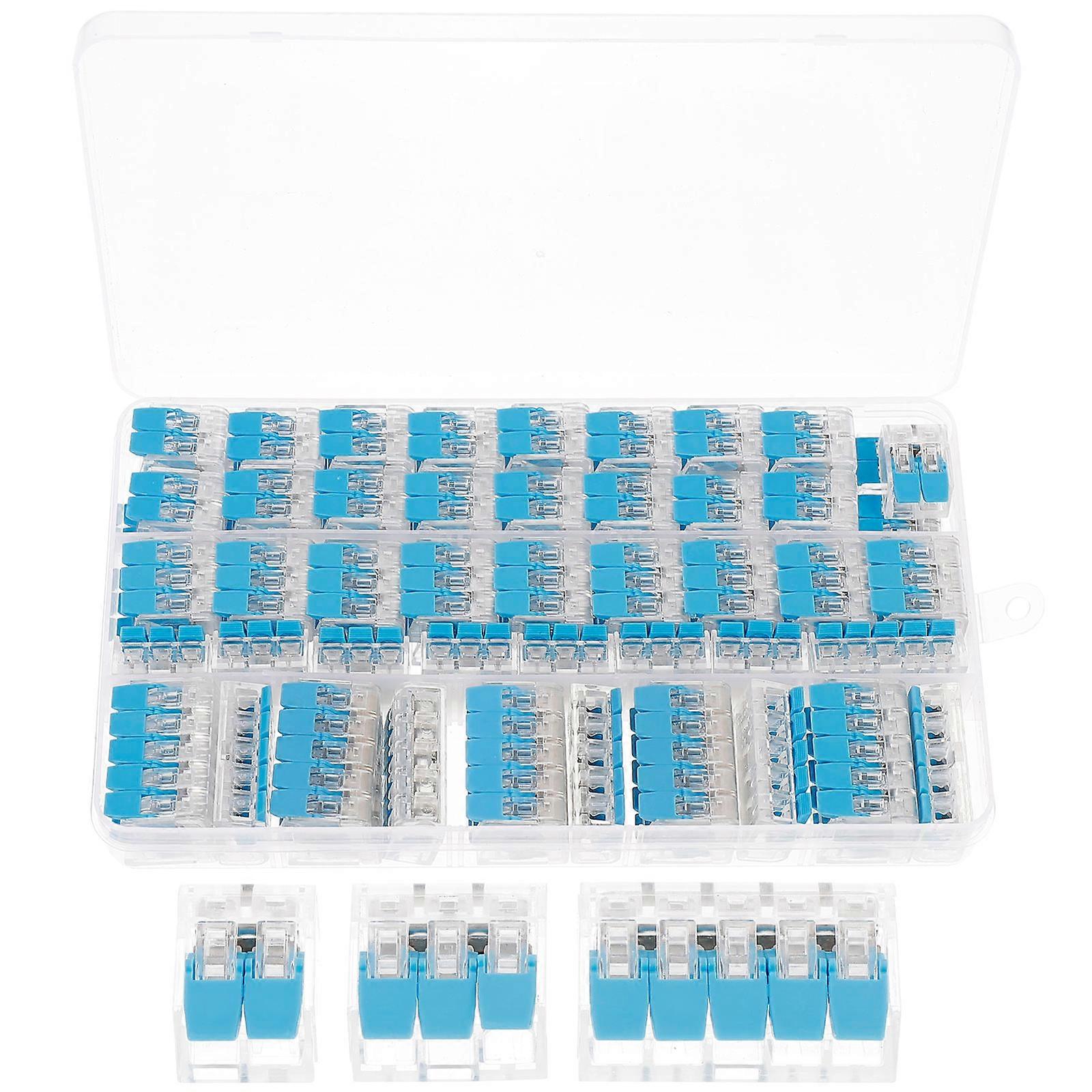 Blue Lever Wire Connectors Set for Electrical Use with Material and Transparent Cover