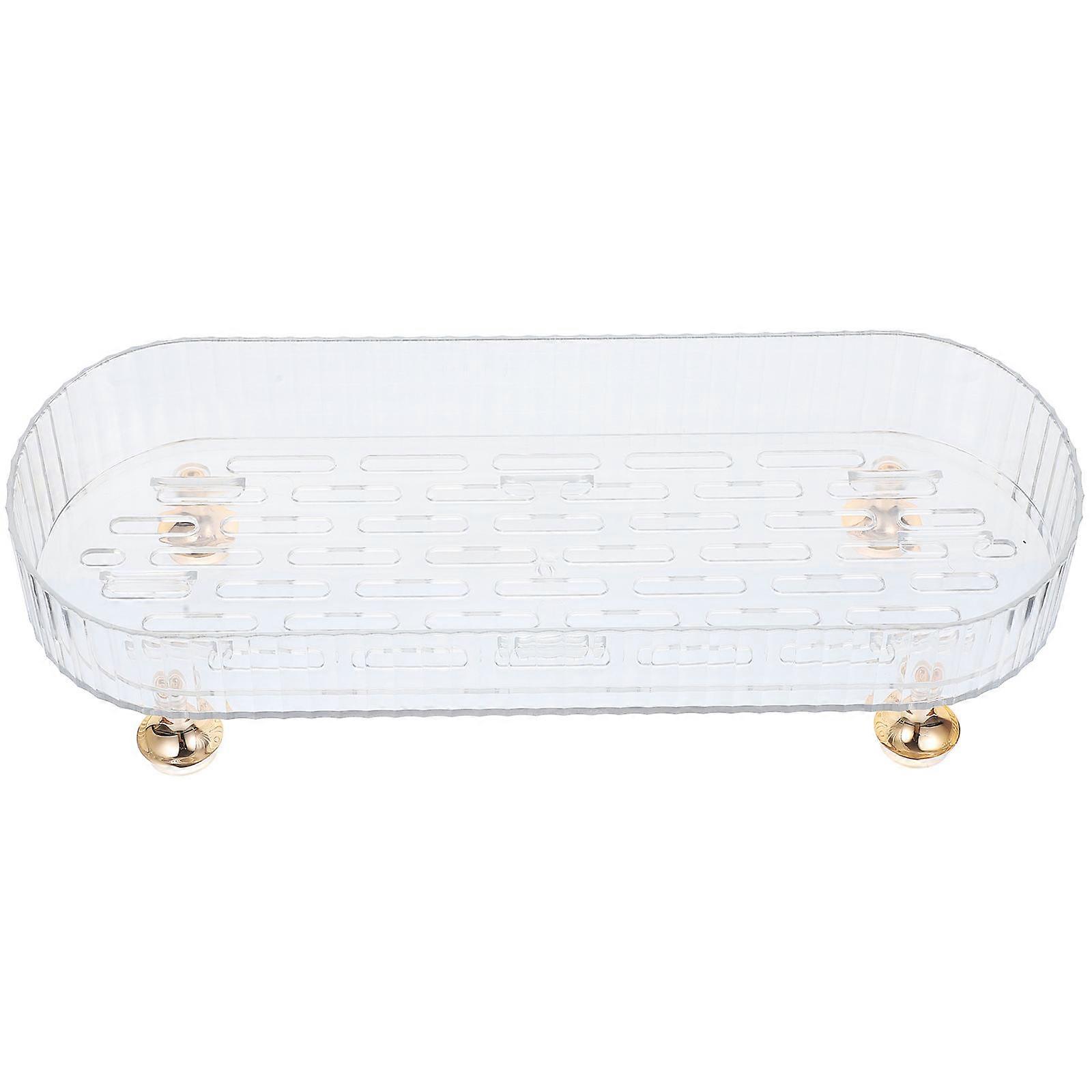 Transparent Countertop Soap Dish Holder for Bathroom Essentials – Multifunctional, Lightweight Storage Tray with Non Slip Base for Draining and