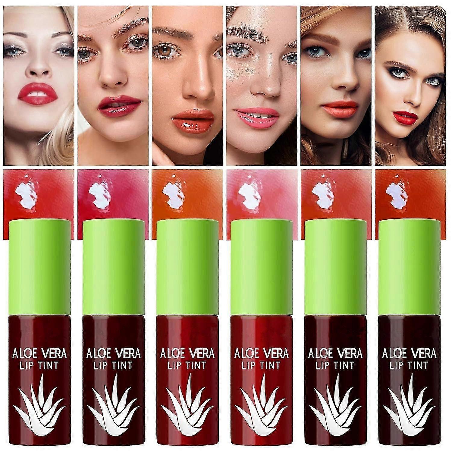 Læbeplet, læbefarve, 6 farver lipgloss sæt læbefarve langtidsholdbar vandtæt, mini flydende læbeolie tonet, fugtgivende læbefarve