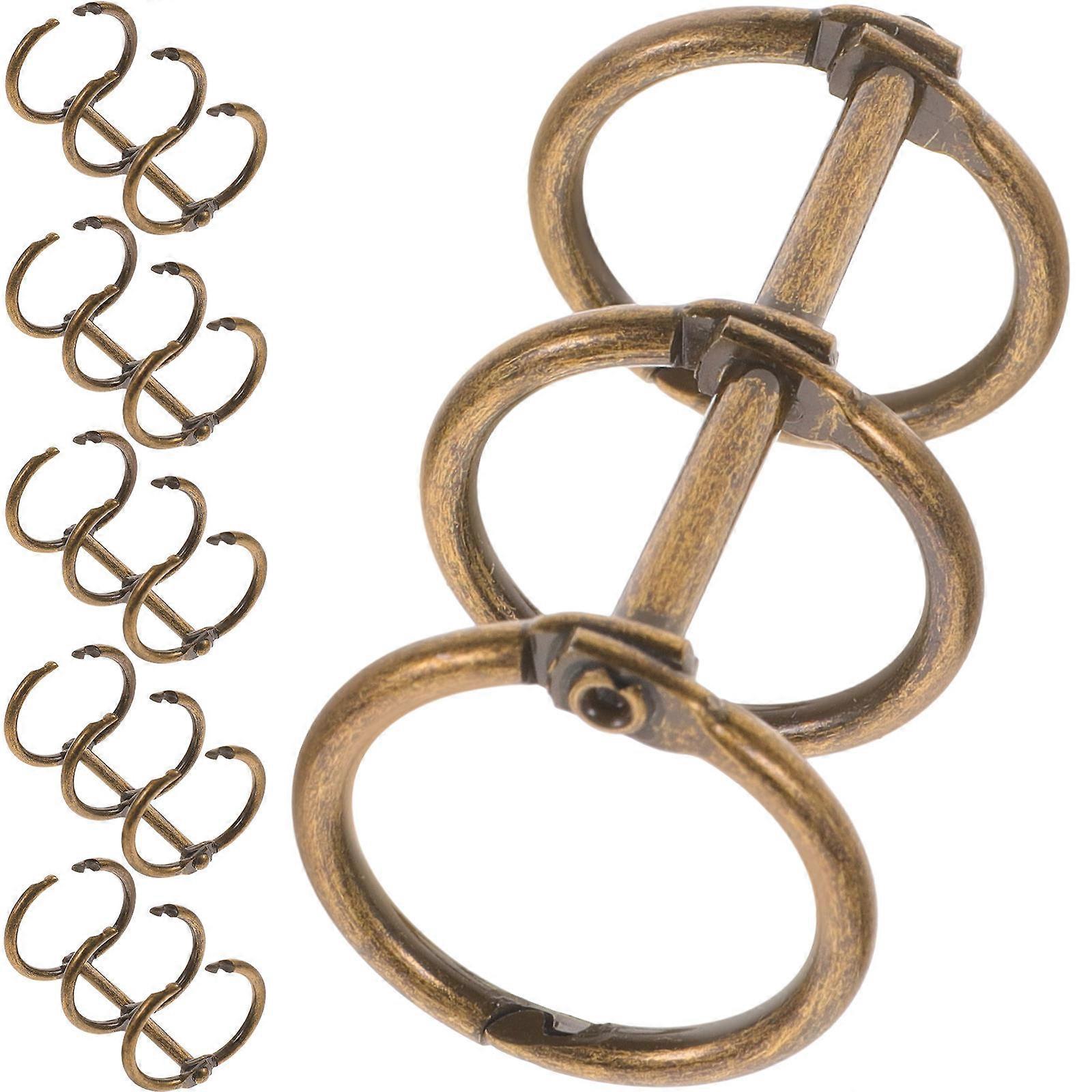 Loose Leaf Notebook Binder Three-hole Binder Metal Binder Clips Page Turning Office Use Brown 4X2.5X2.5CM 6Pack