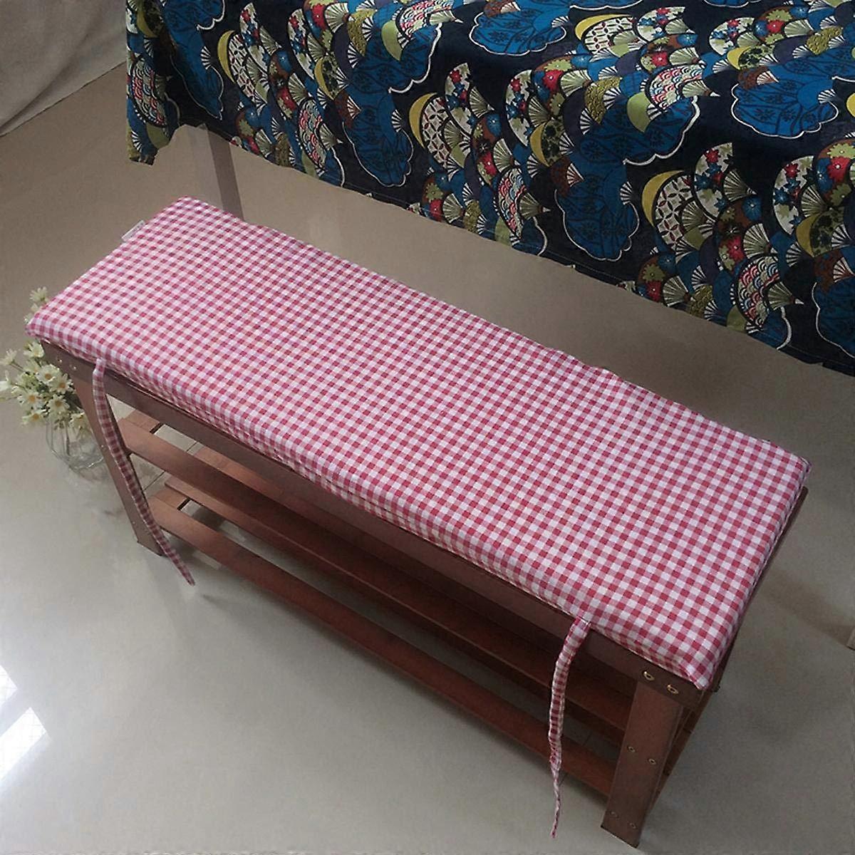 foam cushions for garden benches, washable, red grid design, 180x40x4cm