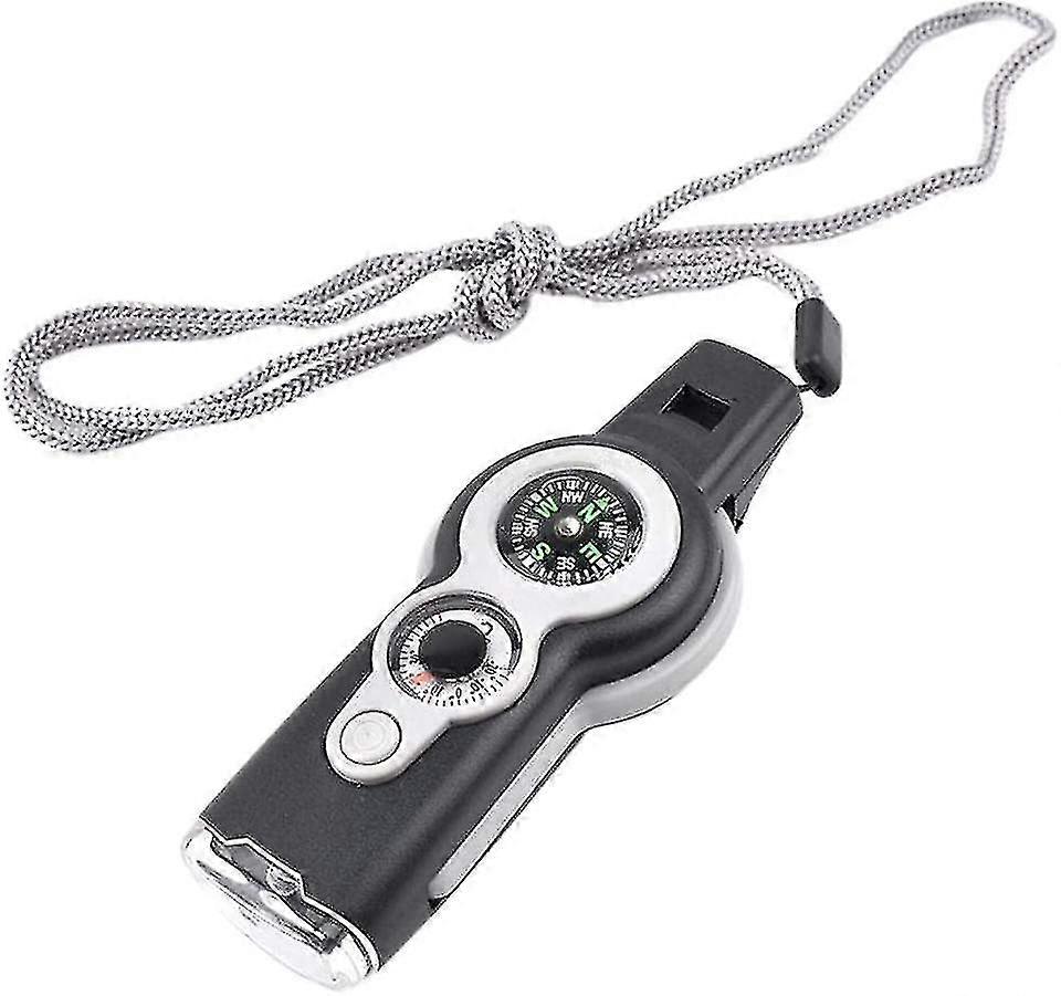 7-in-1 Emergency Survival Safety Whistle, Outdoor Multifunctional Tool With Lanyard, Ideal For Kayaking, Camping, Climbing, Hunting