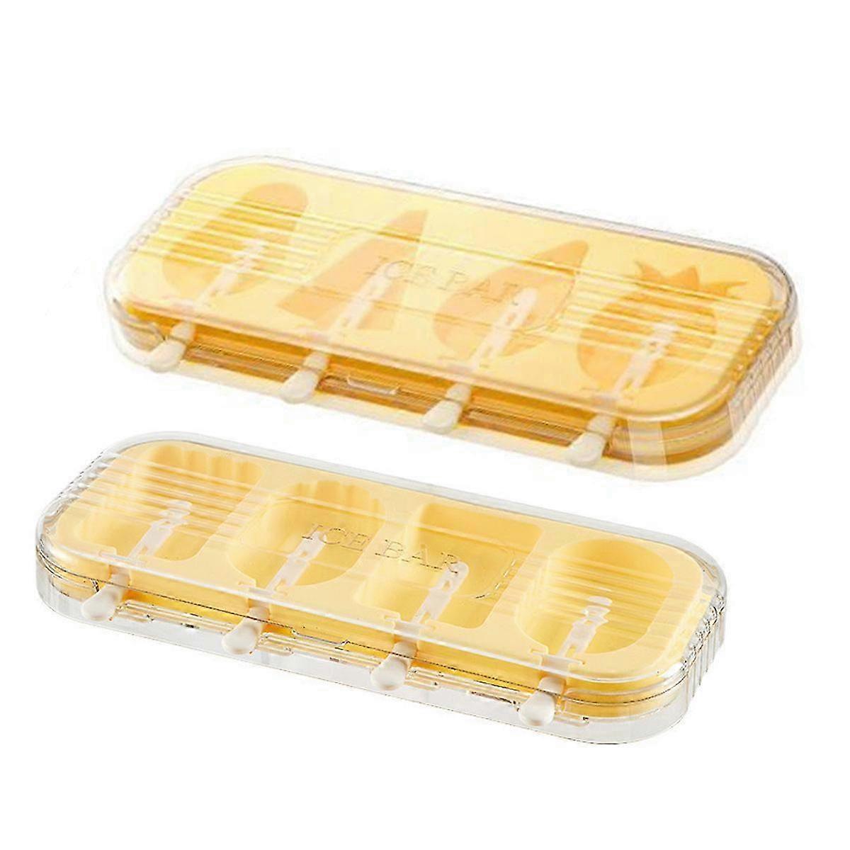 2 pieces of ice cream mold popsicles for children, 4 pieces of silicone ice mold with lid, BPA-free reusable DIY popsicle mold