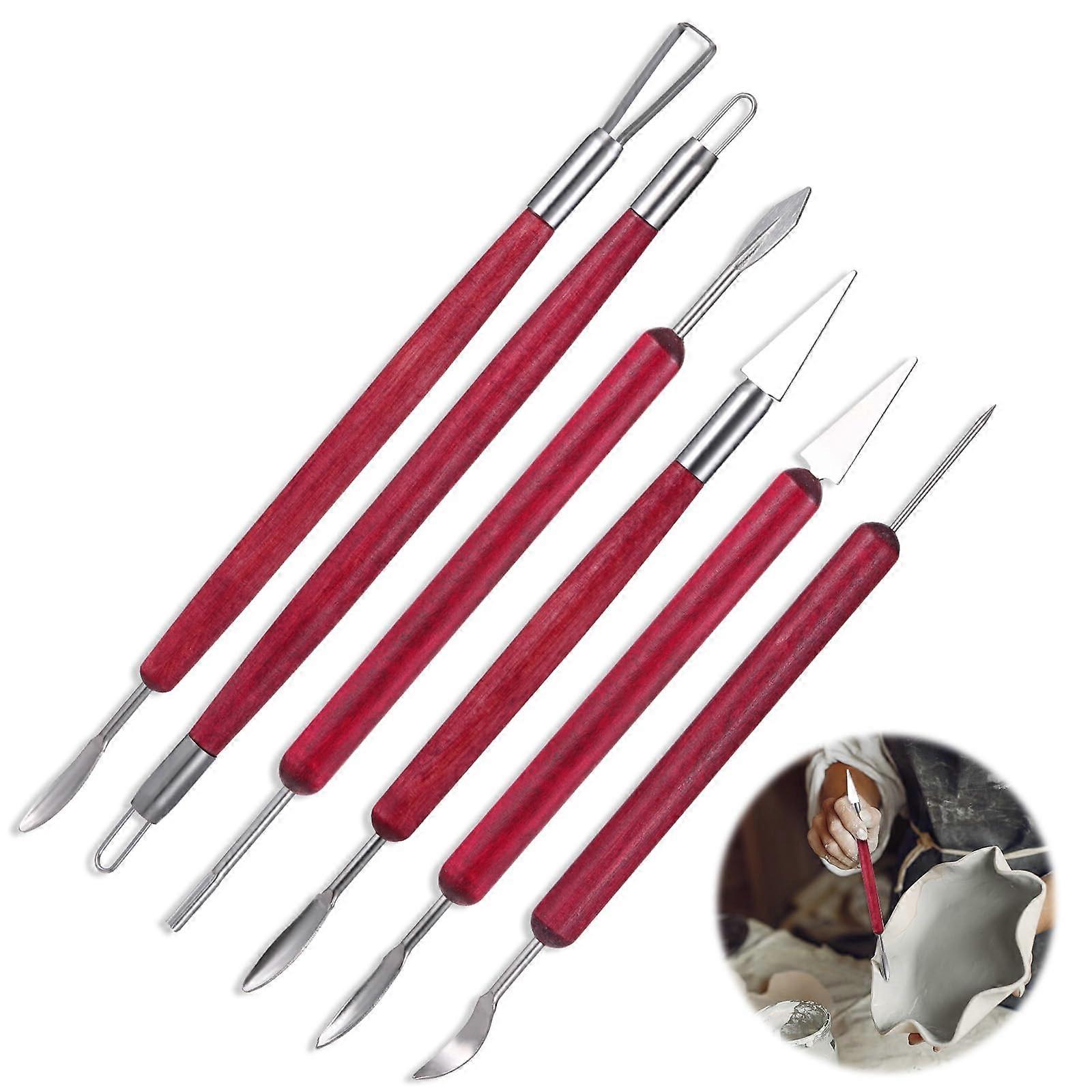 Clay Tool 6-Piece Ceramic Sculpture Tools Set for Pottery and Polymer Clay Modeling, Pottery Tool Kit