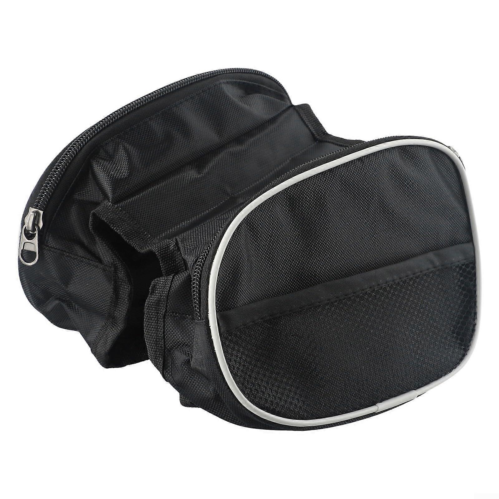 Bicycle front carrier bag with reflective strip, keeps your belongings and secure during rides (black).