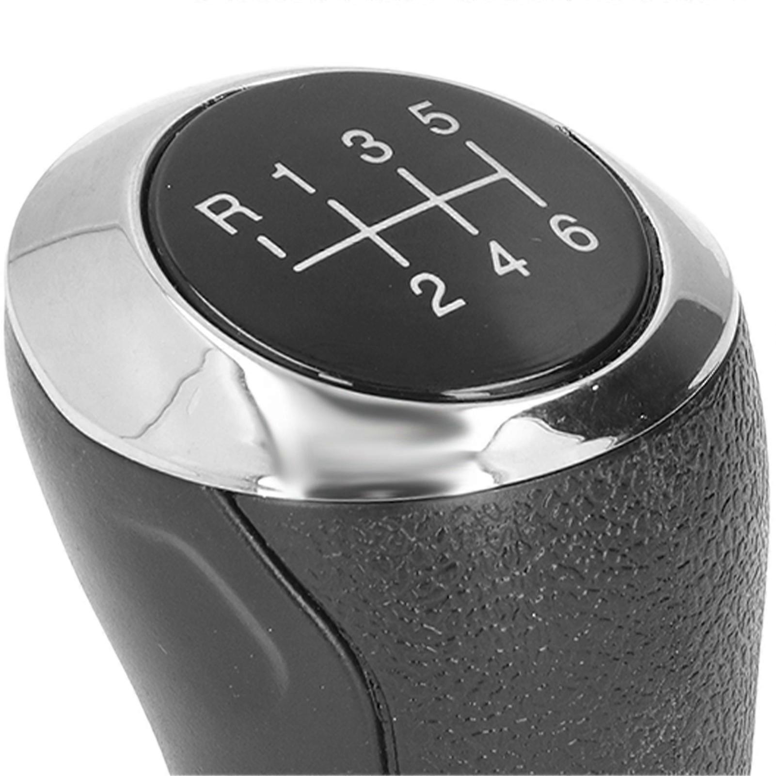 Manual Gear Shift Lever Knob Shifter Head Universal 5/6 Speed Artificial Leather Red Stitching with Replaceable Paster