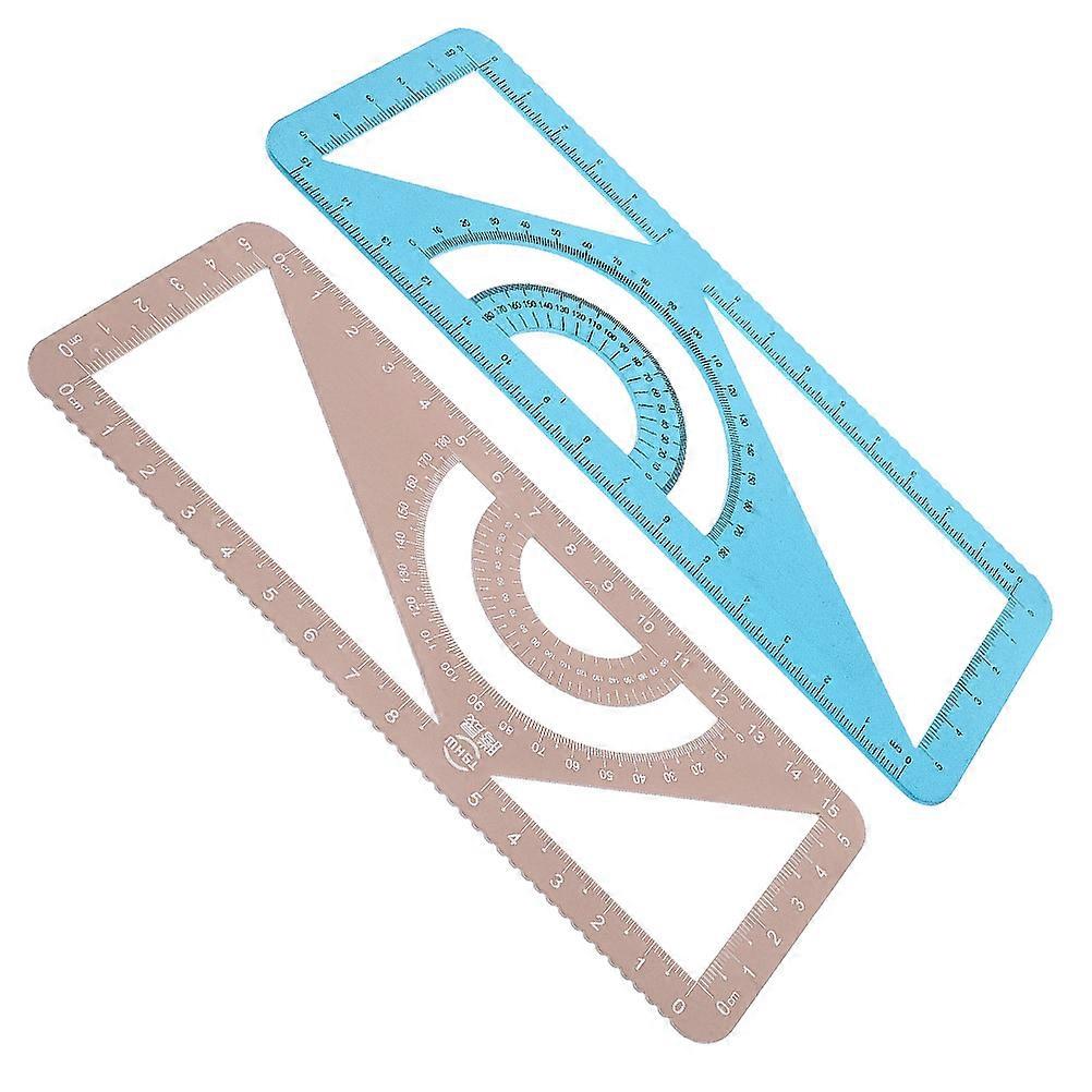 Student Drawing Ruler Protractor Multi Purpose High Precision Drawing Ruler Engineering Projects Blue 17.00X7.00X0.20CM 2Pcs