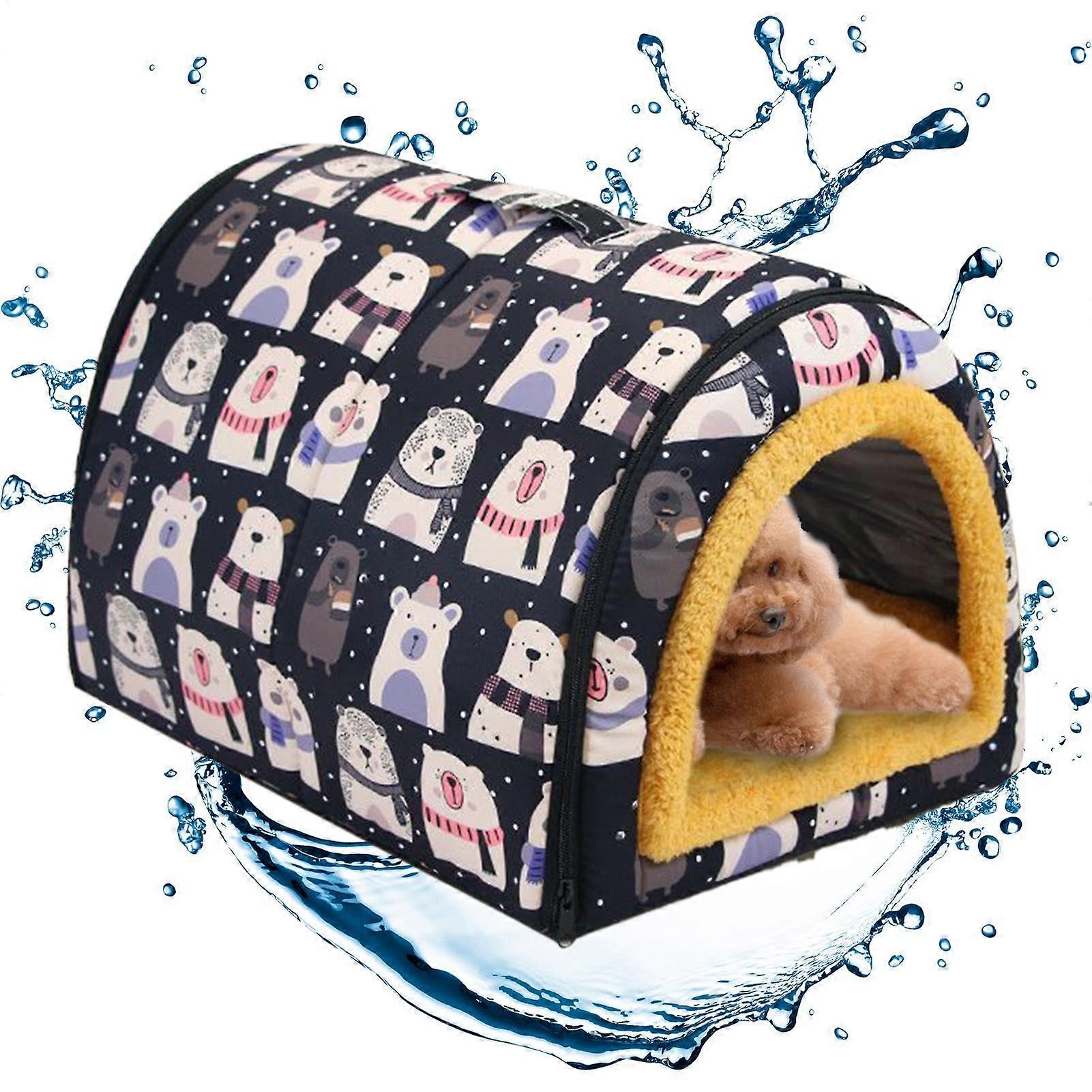 Cozy Pet Bed Enclosed Warm Cat Dog Bed, Waterproof, Removable and Washable Cover, Puppy Cave Mat for Large Dogs