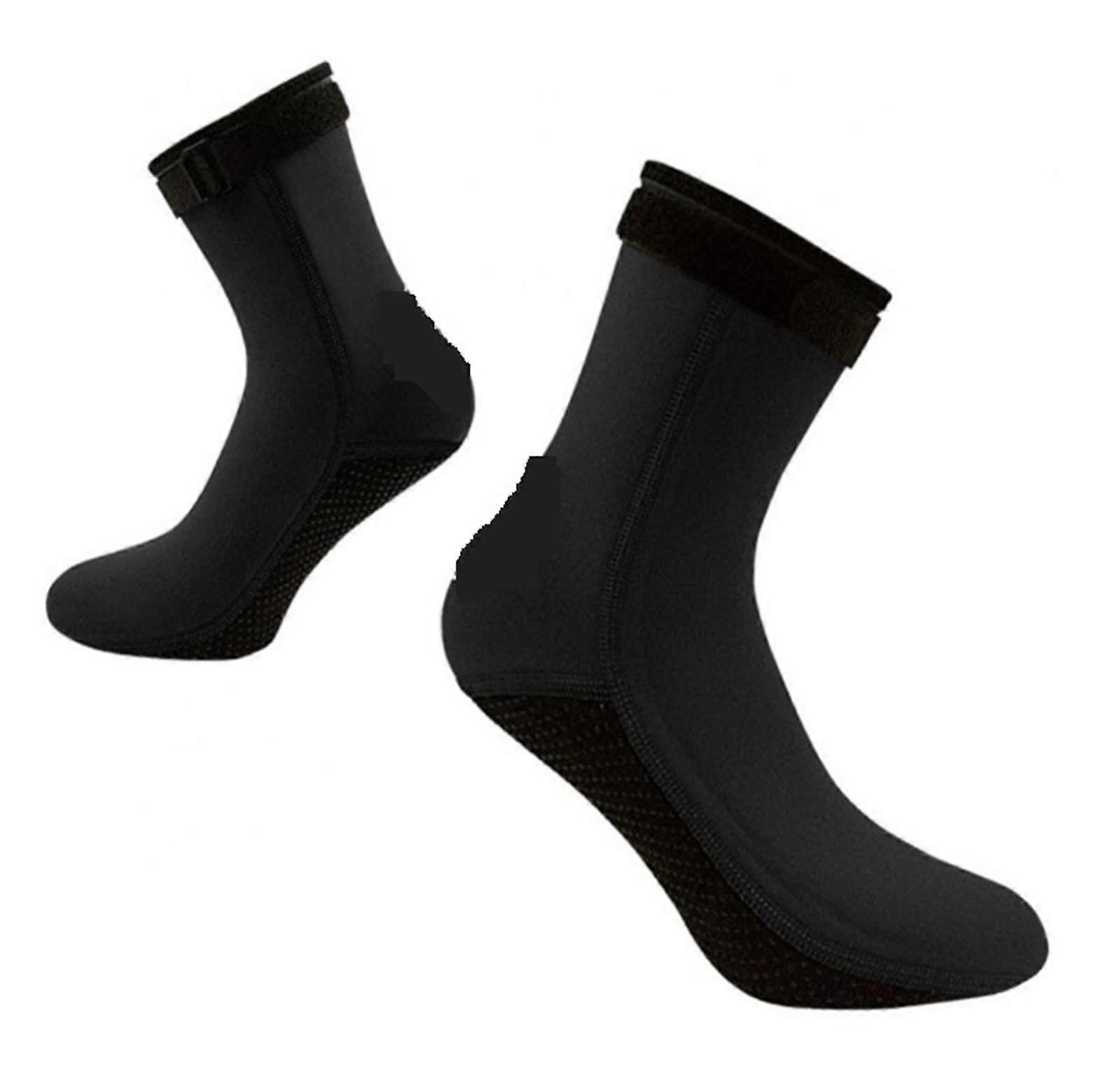 Neoprene Socks 3 mm Adjustable Anti-Slip Unisex Diving Surfing Snorkeling Swim Booties Size XS Black