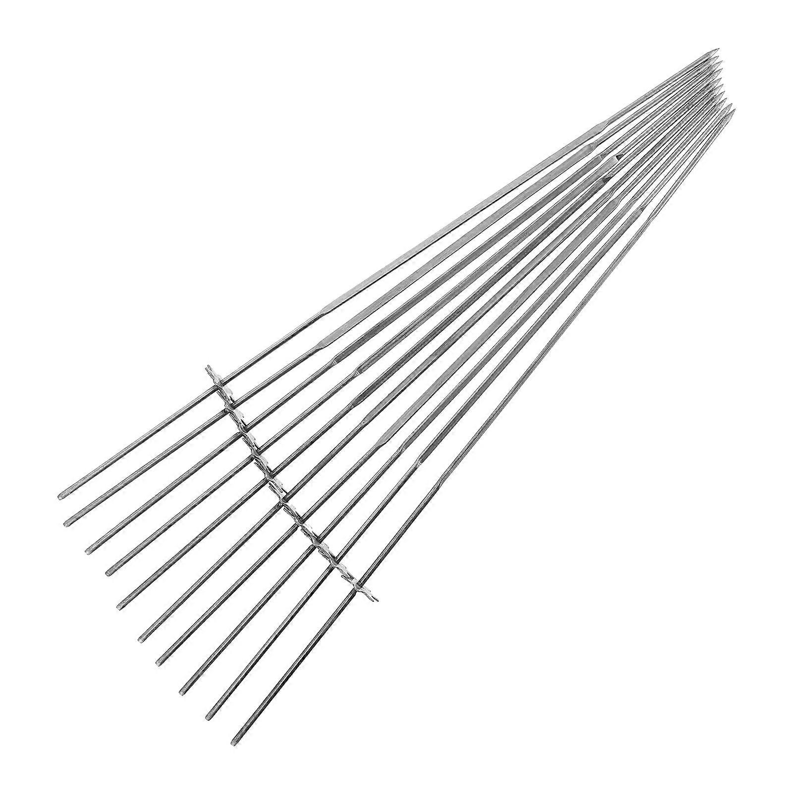 10pcs Reusable Stainless Steel BBQ Skewers Needle Sticks for Outdoor
