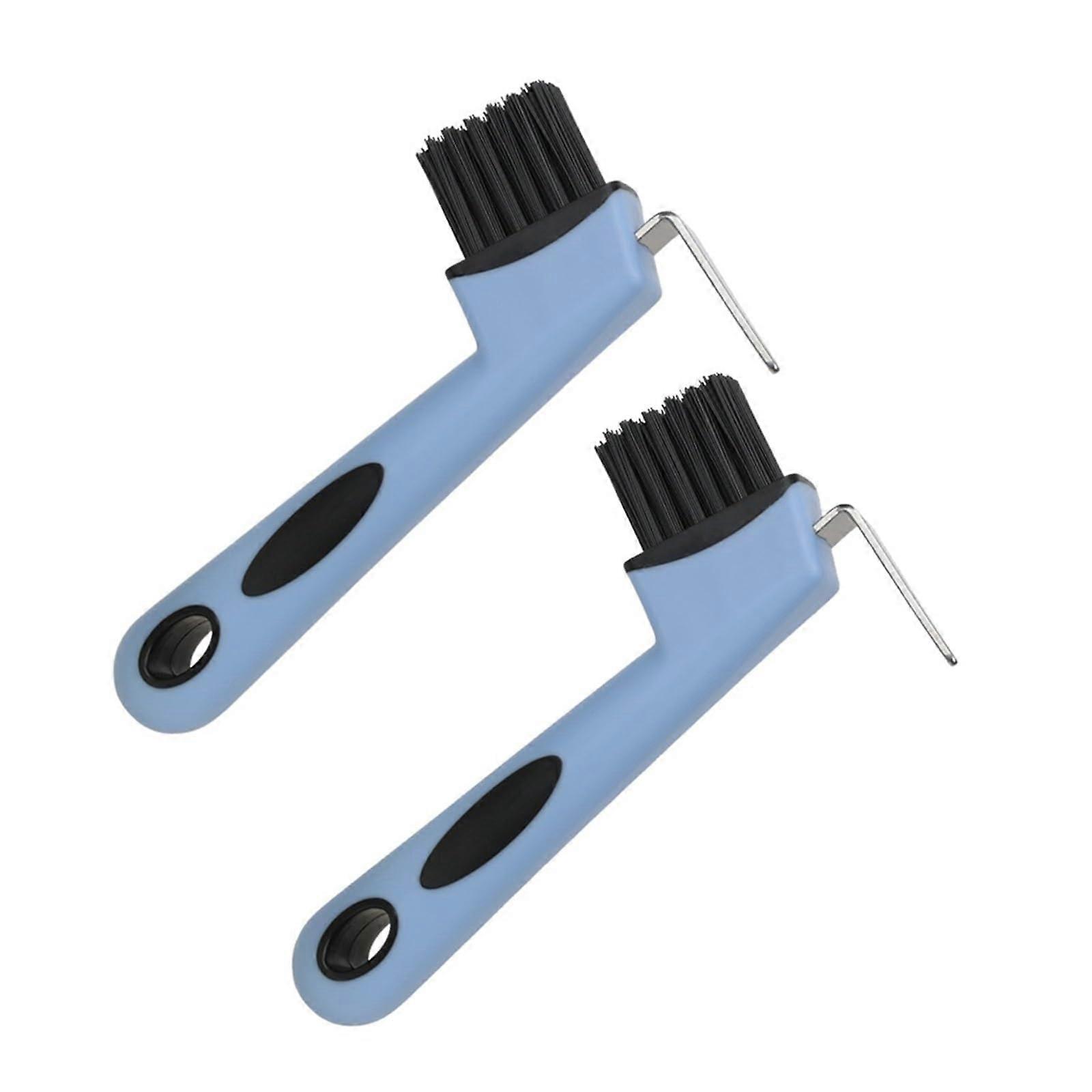 Multifunctional horseshoe brush with hook, portable lightweight plastic brush with wire horseshoe hook, helps you clean horseshoes, 2 pieces.