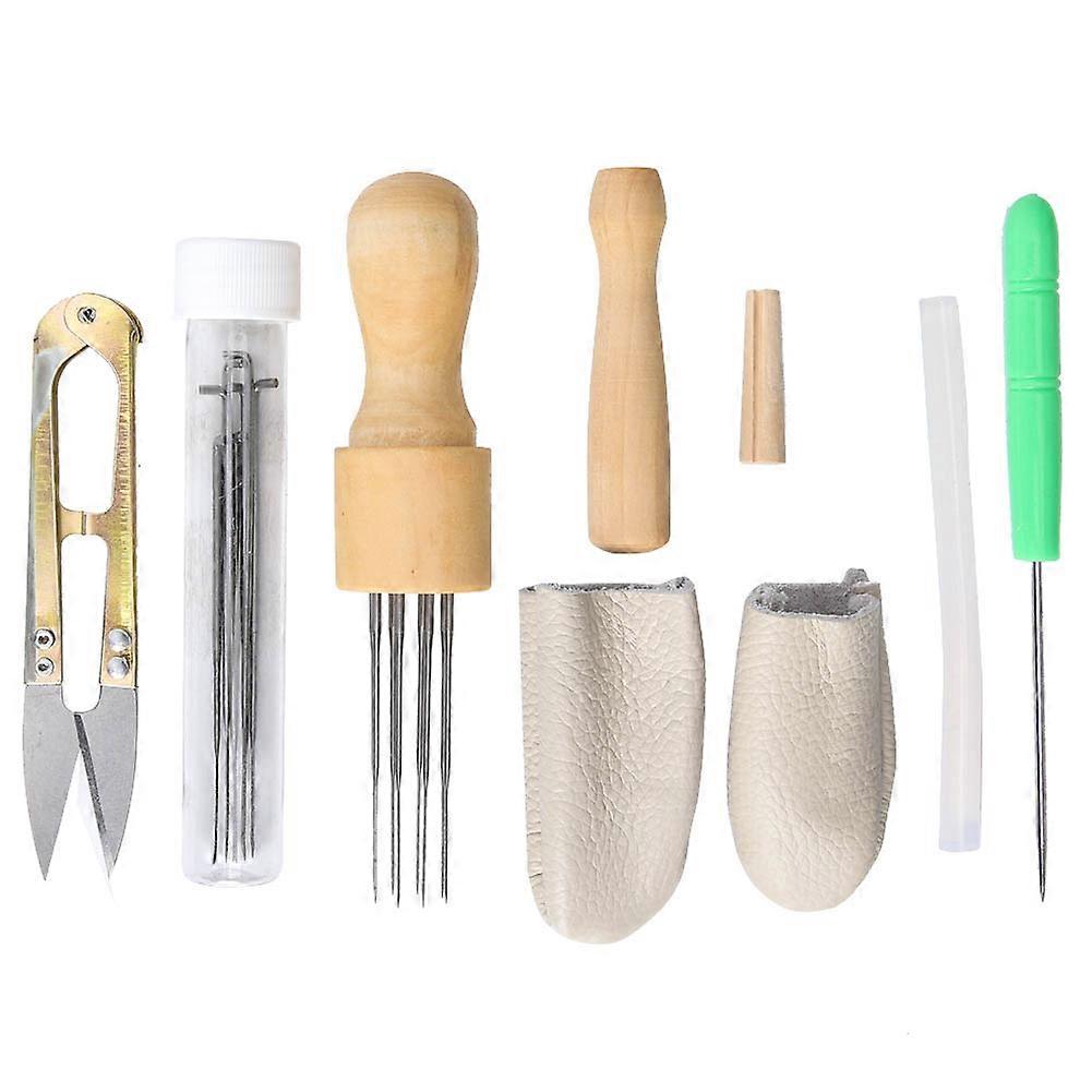 Needle Felting Set Hand Made Craft Thread Clippers Awl Finger Cover with Storage Box(Tool Set Y1 )