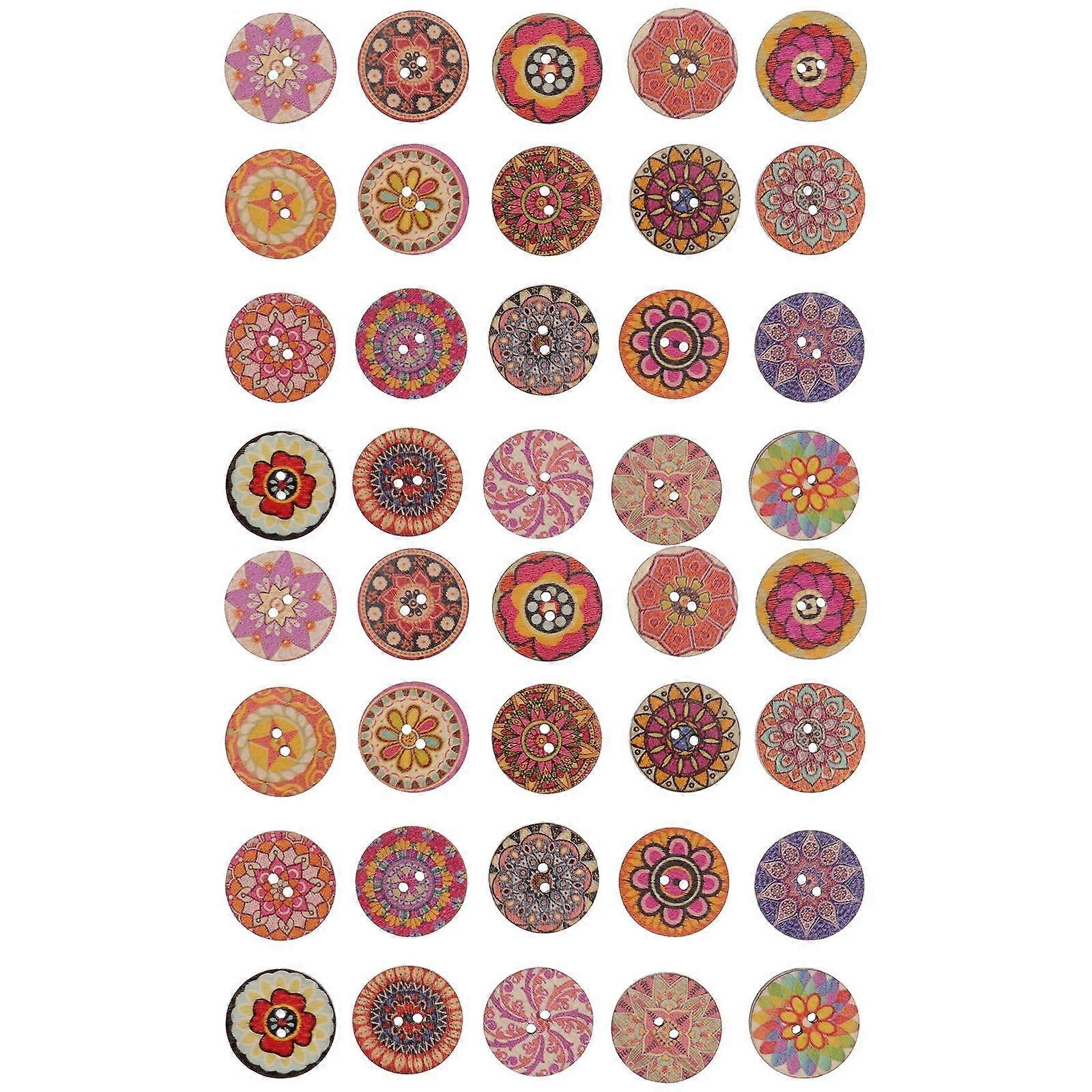 Craft Buttons for Sweaters Colorful Round Sewing Button Retro Style 2 5x2 5cm Synthetic Material 100Set