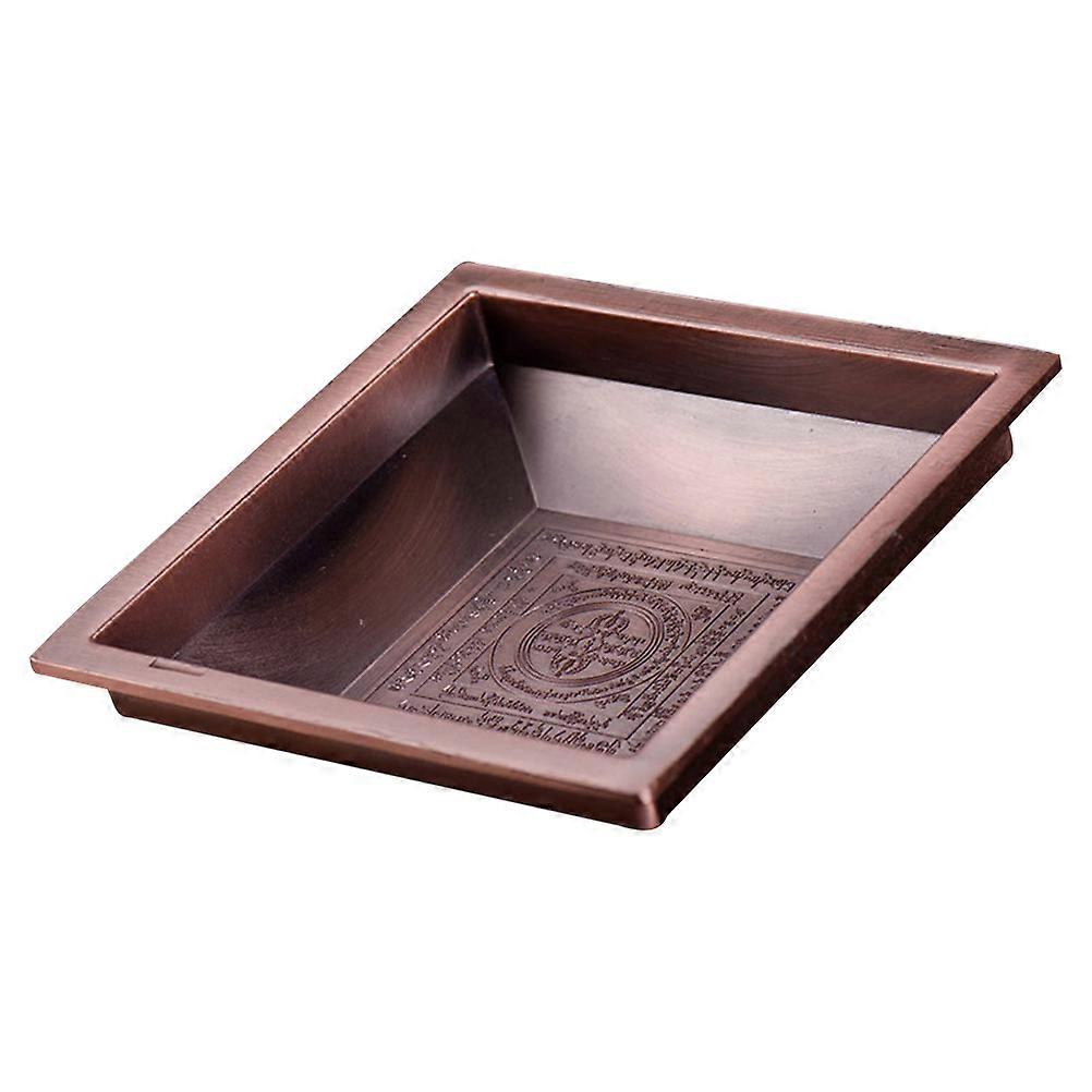 Offering Plate Smoke Plate Incense Ash Container Cultural Inheritance Classic Retro Design Brown 9X9CM 2CM Height 1Pack