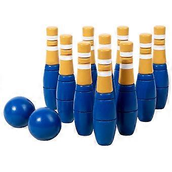 Kids Wooden Bowling Set with Storage Bag, Smooth Toddler Outdoor Game for Children 36 Months Up
