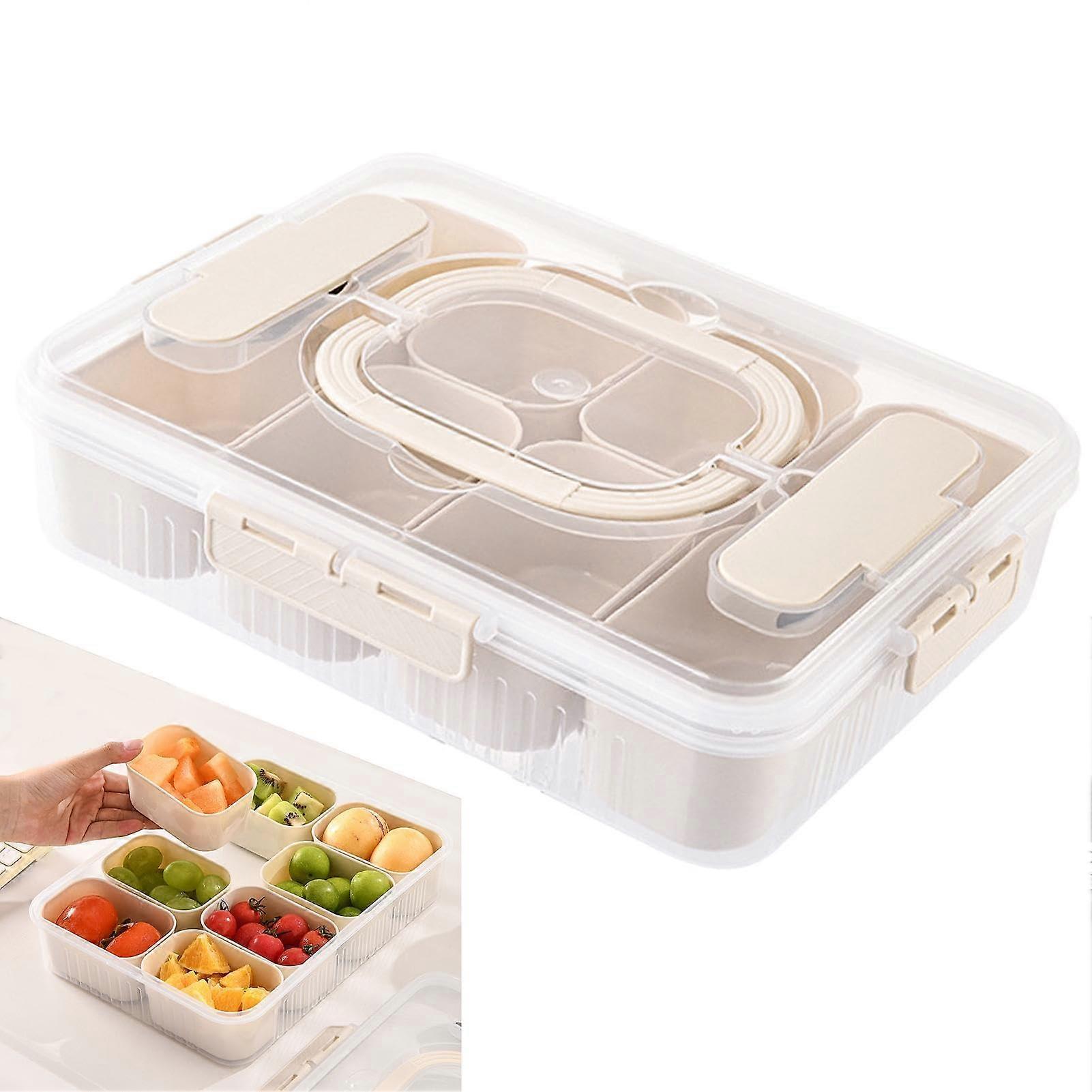 Refrigerator fruit storage container Divided vegetable tray, food storage container, lunch box with fork, vegetable tray, portable refrigerator