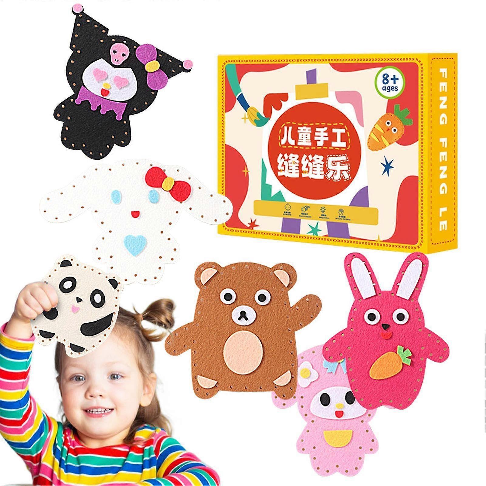 Doll Sewing Kit for Beginners, 6 Easy Projects with Stuffed Animal Dolls, Felt Materials and Instructions for Ages 8+