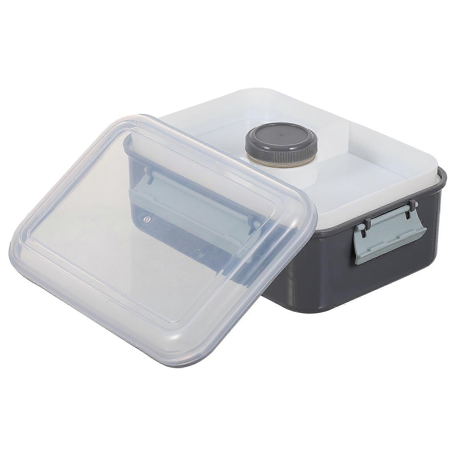 Portable Container Practical Lunch Box Grey 20.5X14.8CM Refrigerator Safe Easy Clean Surface 1Set