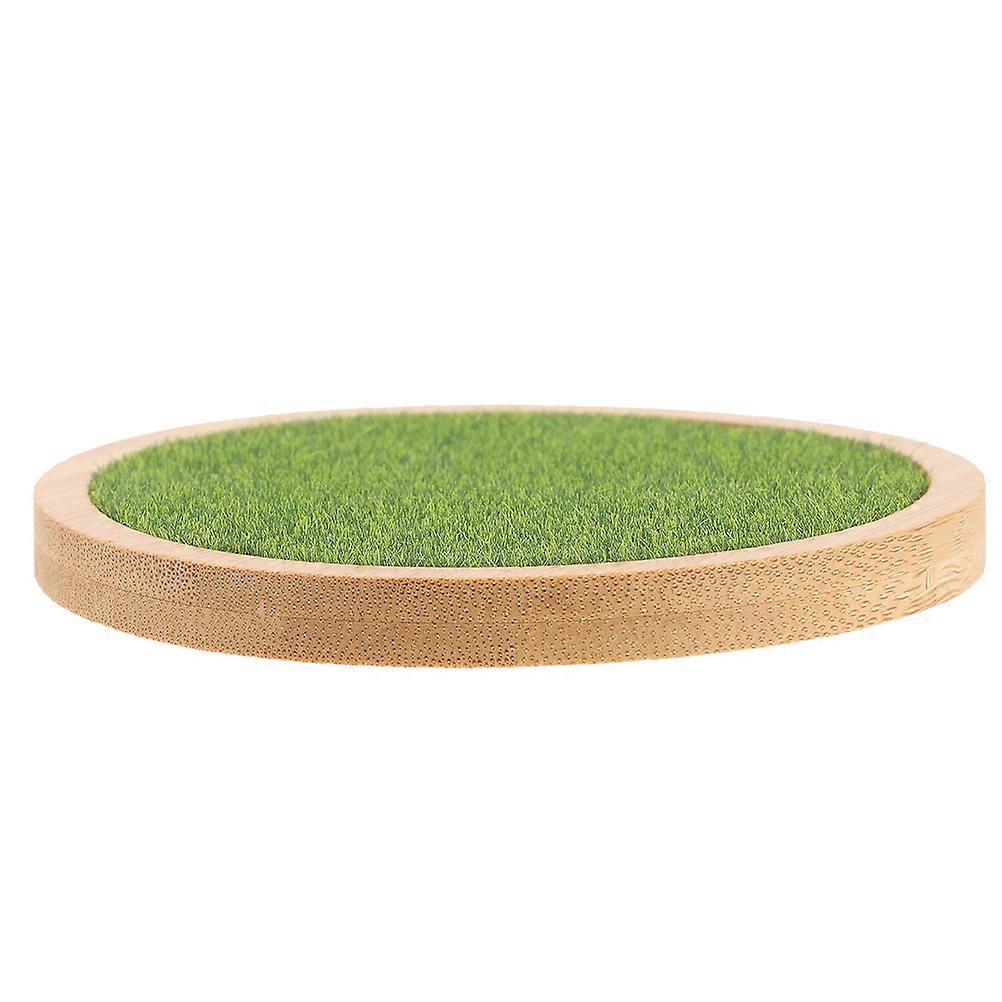 Wooden Display Stand for Action Figures with Simulated Grass Design Light Green for Home Use