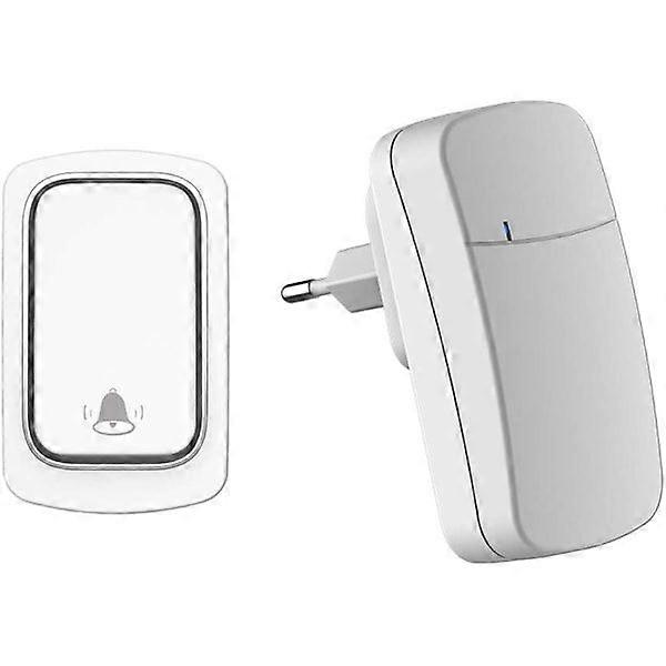 Wireless doorbell without battery required, range up to 200 m, 38 ringtones, 3 volume levels, easy to install (white)