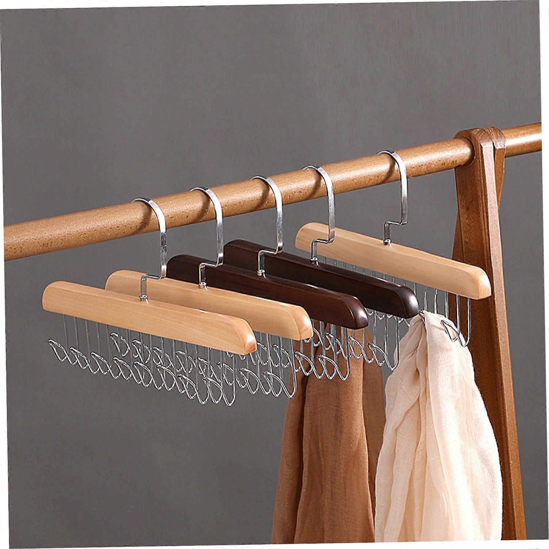 Belt Holder, 3 Pieces Wooden Belt Storage with 8 Hooks 360° Rotating Tie Holder