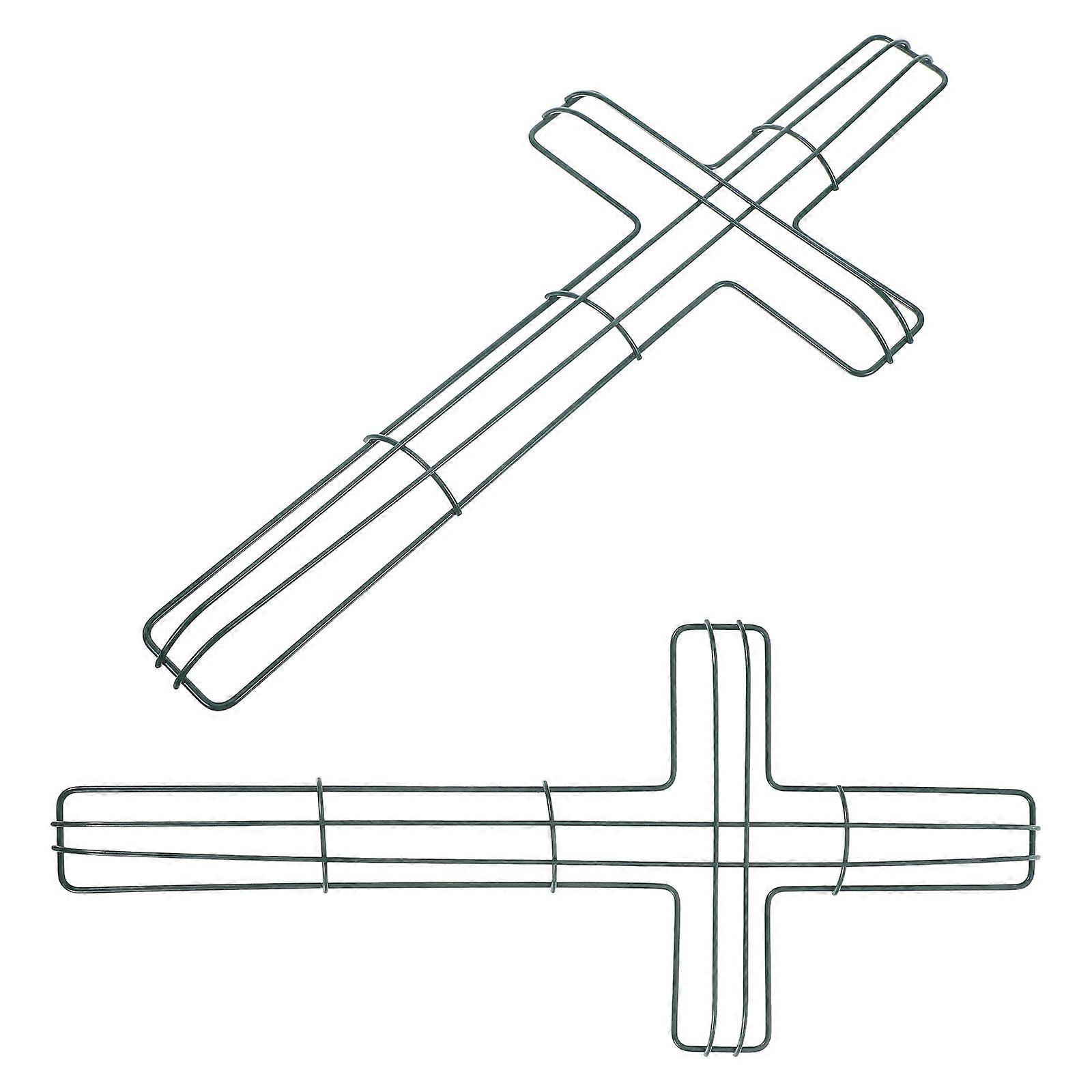 Green Iron Wreath Frame Cross Shaped Wreath Making Tool for 2Pcs
