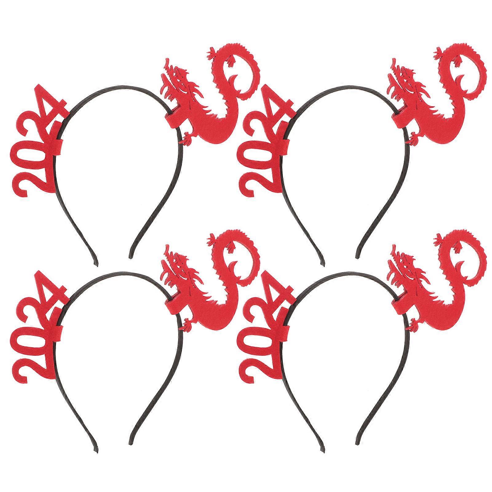 Cartoon Dragon Headband for New Year Party Celebrations Made of Non Woven Cloth and Plastic Red Color One Size Fits Most