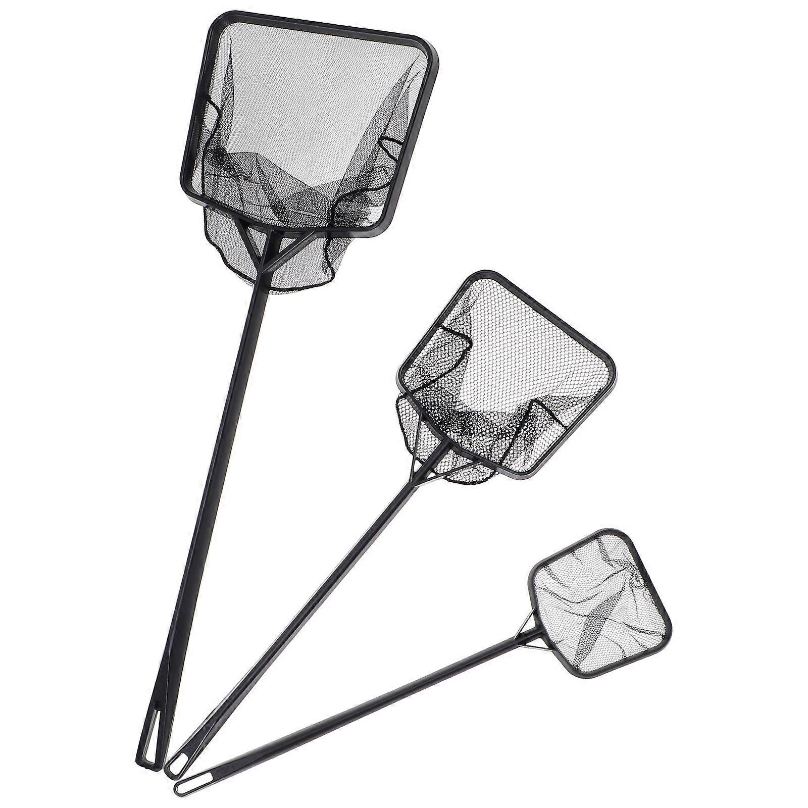 Aquarium Fishing Net Portable Fish Catching Nets Black 41x12cm 3Pcs