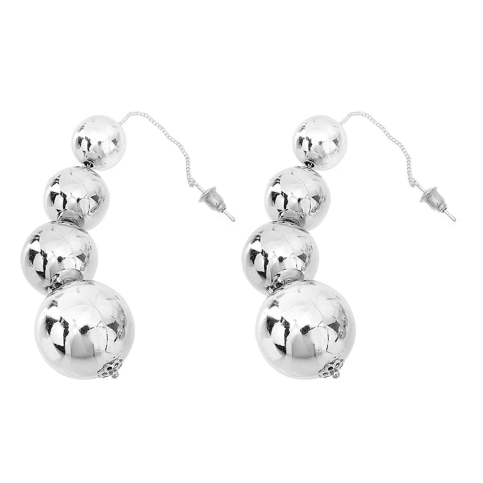 Perlenbesetzter Quaste Ohrhänger mit Simulation Perlendesign für Dekor Silber Acryl 1 Paar