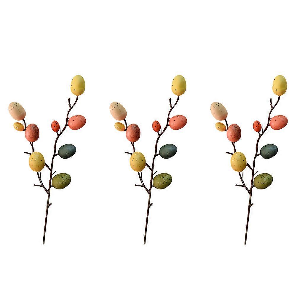 Egg Tree Decor Easter Egg Tree Branches Hand Painted Artificial Eggs Assorted Color 3Pcs
