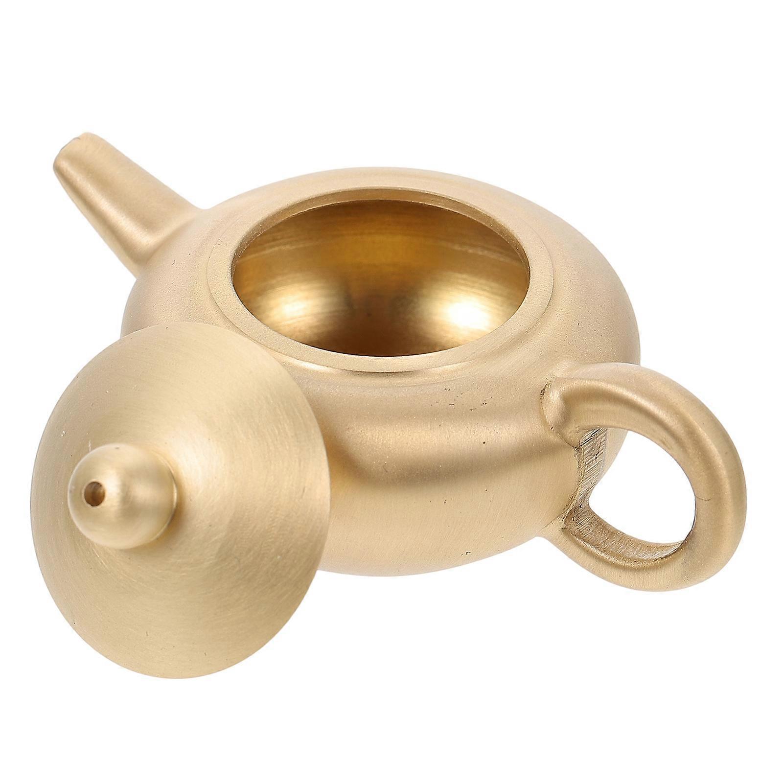 Teapot Desktop Ornament for Decor with Retro Style Compact Size Brass Material