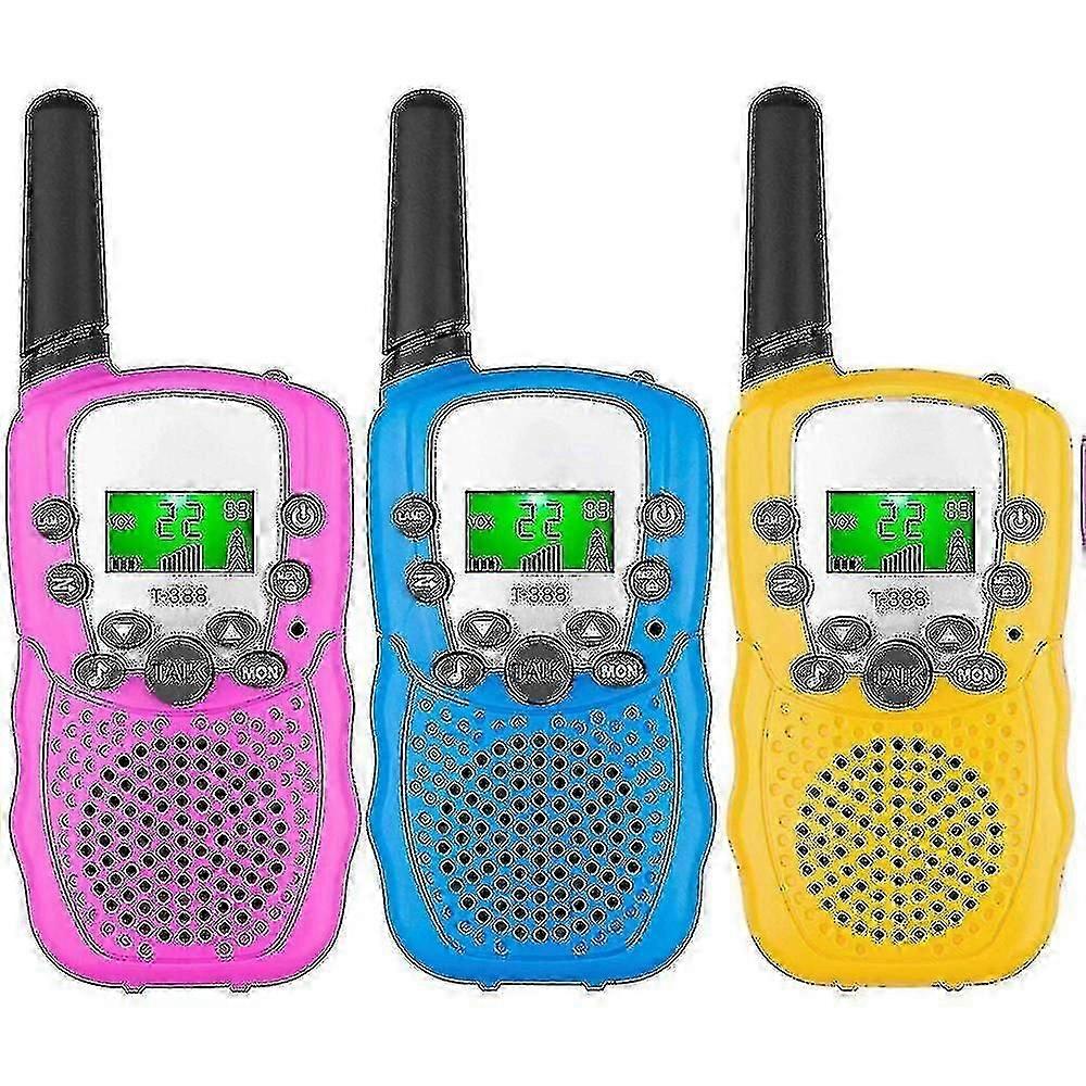 Kids Walkie Talkies 3 Pack, 3 Miles Long Range With Backlit Lcd Flashlights Walkie Talki