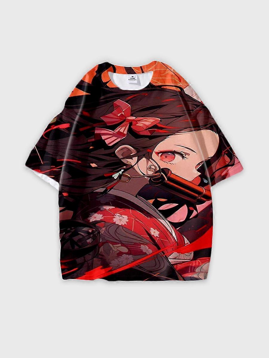 T-shirt round neck Character Pattern loose short sleeve P2674