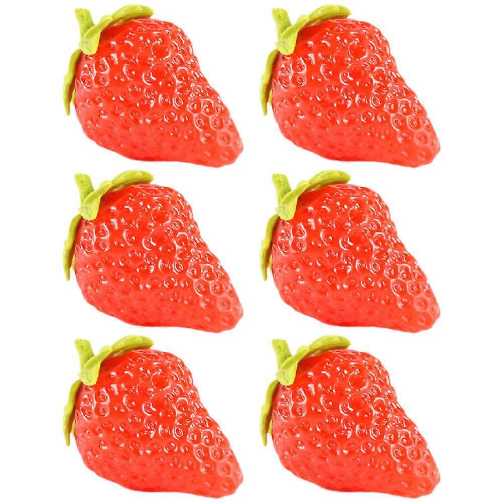 Realistic Fake Strawberries for Decor with Lifelike PVC Red Berries 6 Pieces Photography Props