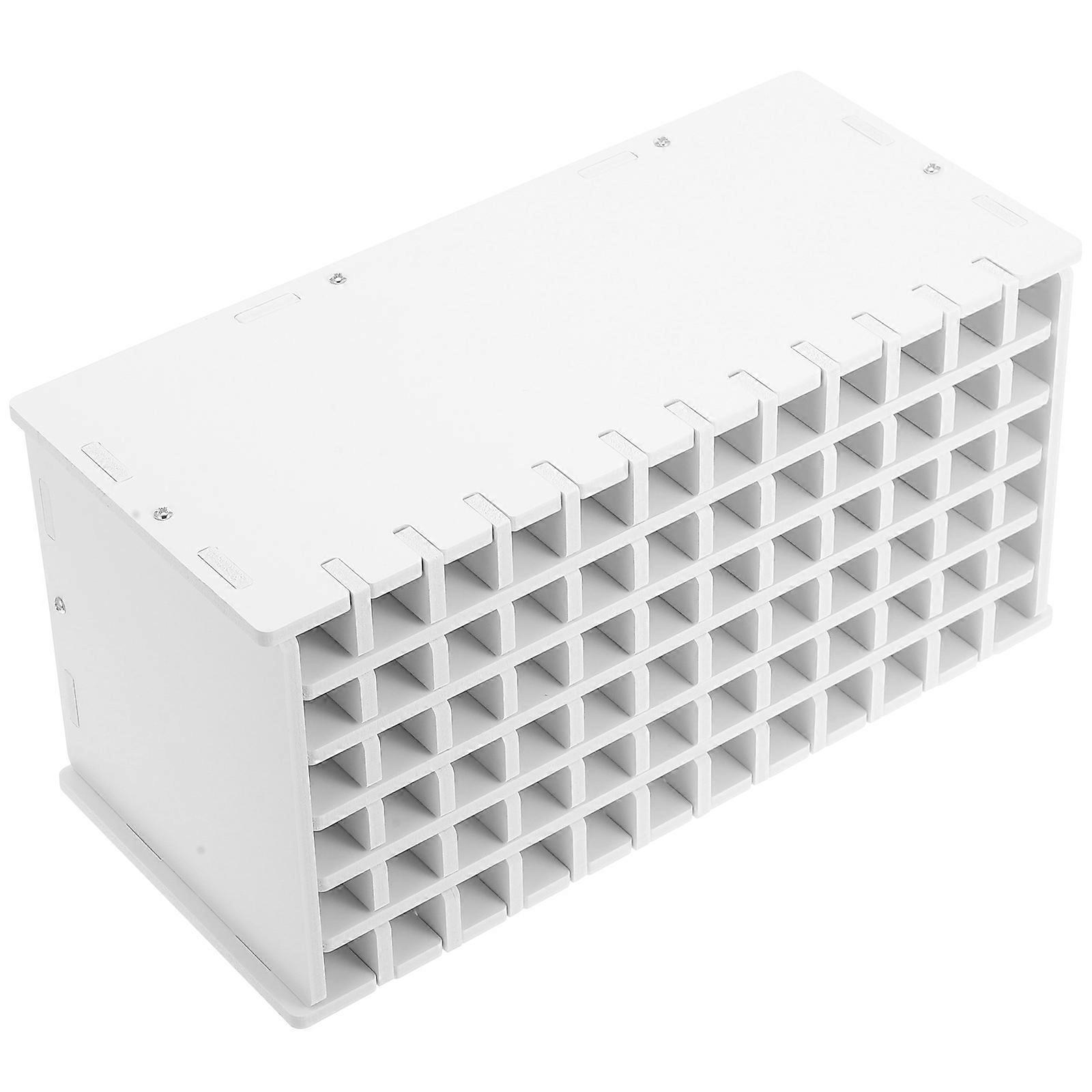 White Marker Pen Storage Rack with 72 Grids for Easy Organization and Home Use Wood Plastic Board