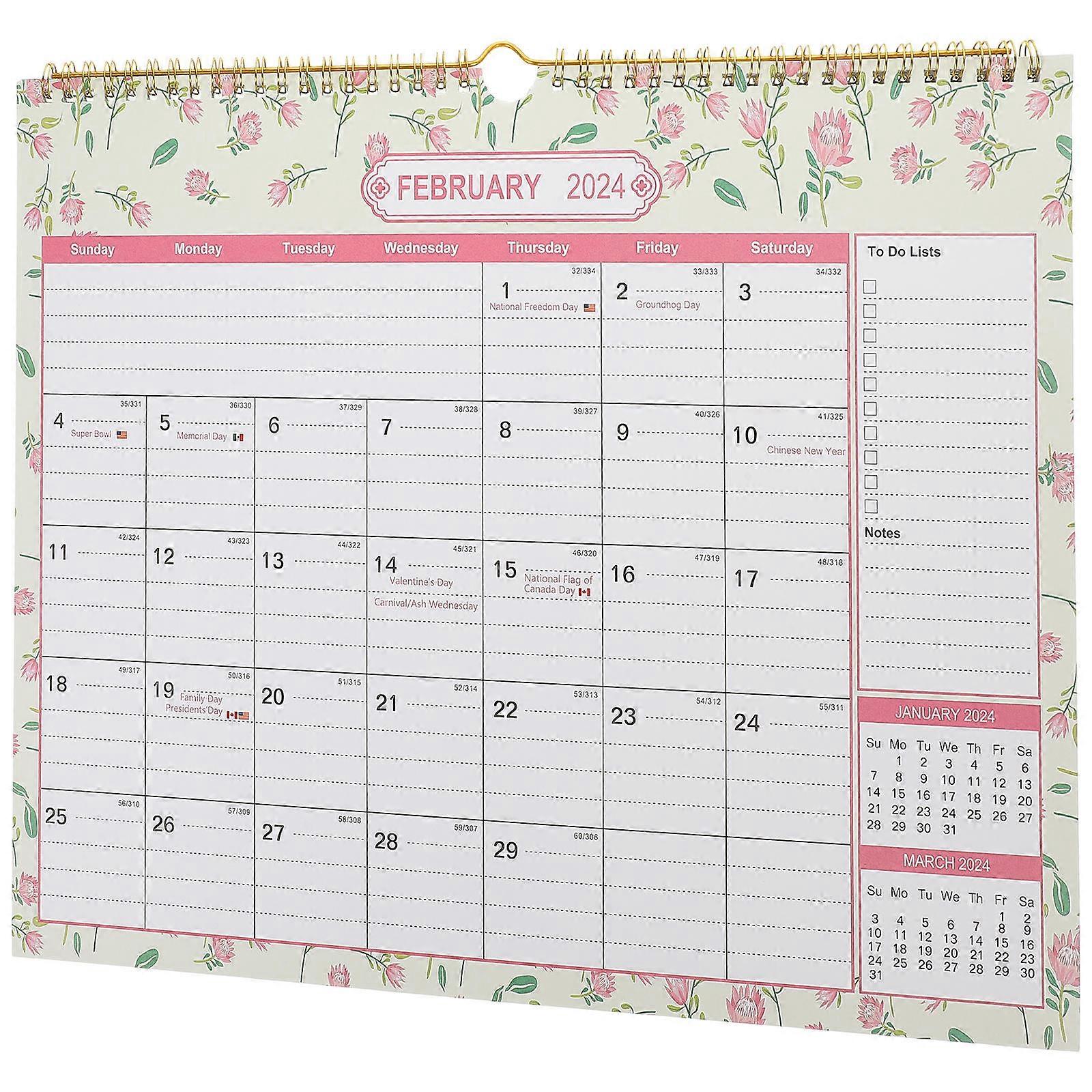 Daily Calendar For Home Room Hanging Scheduling Rectangular Minimalist Design Multi 38X30CM 1Pcs