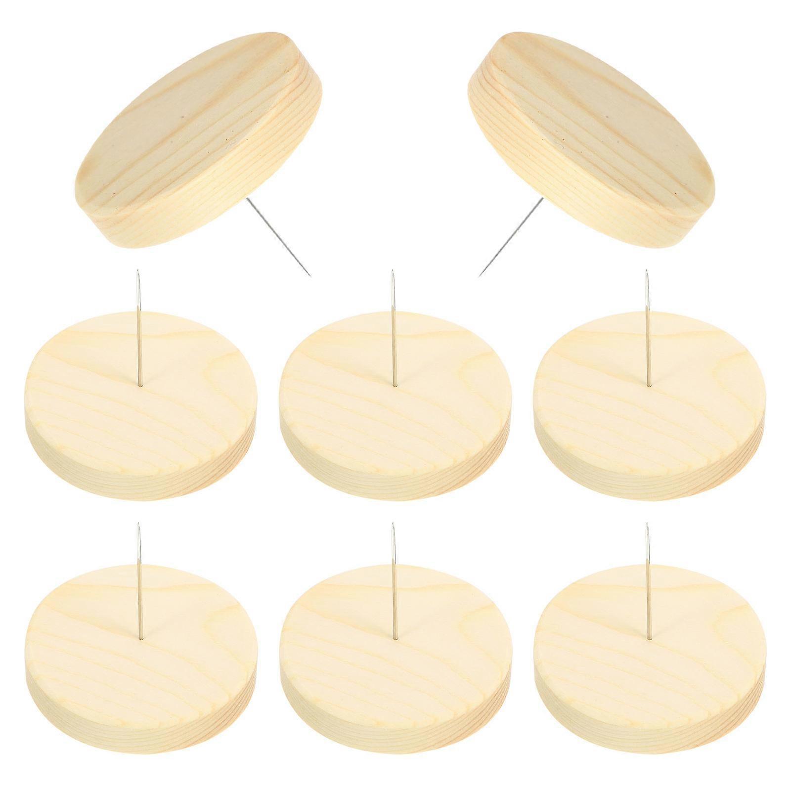 Wooden Doll Display Stand with Metal Needles for Decoration Use Light Yellow Stable and Sturdy 8 Pieces