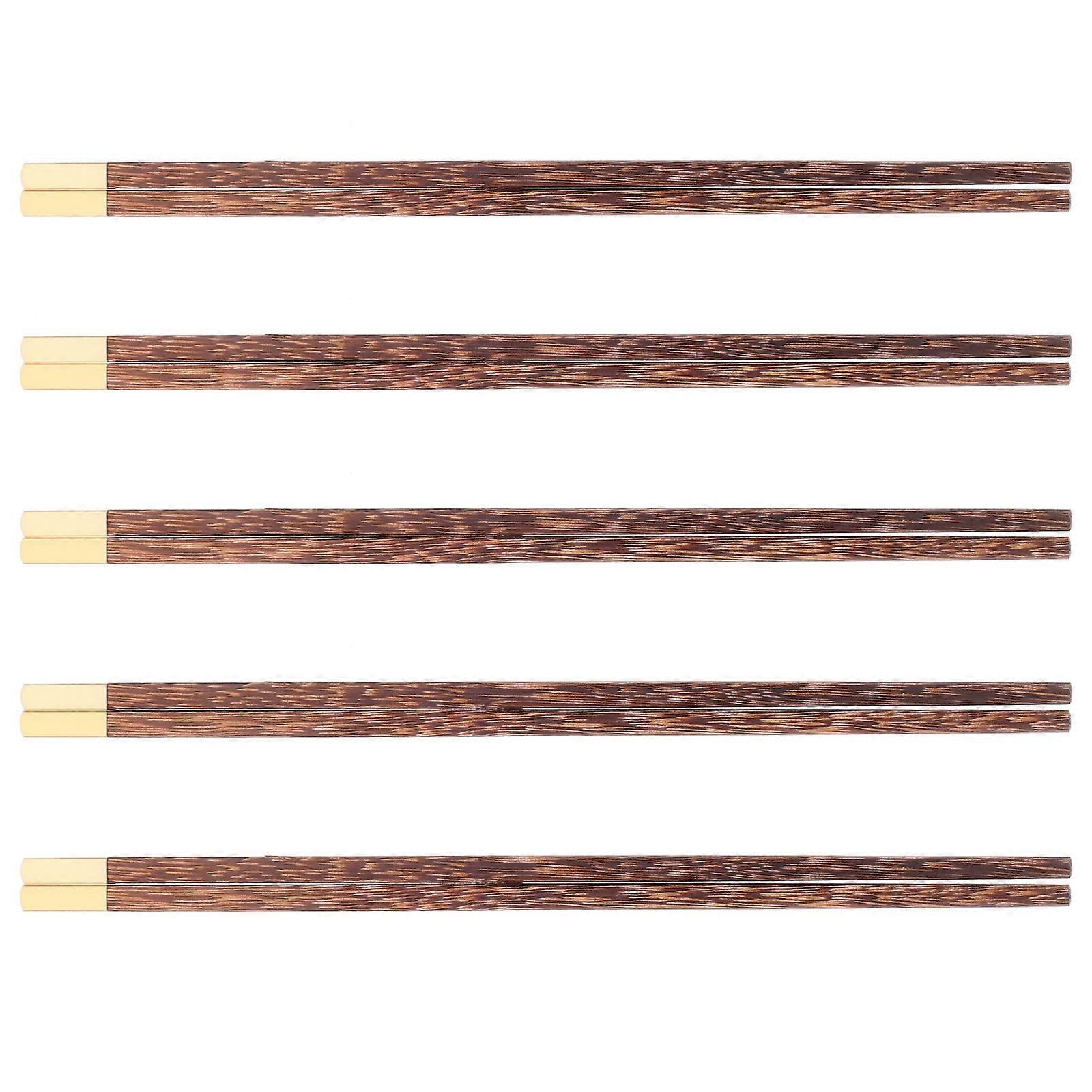 5 Pairs of Extra Long Wooden Chopsticks for Hot Pot Frying and Brown Design