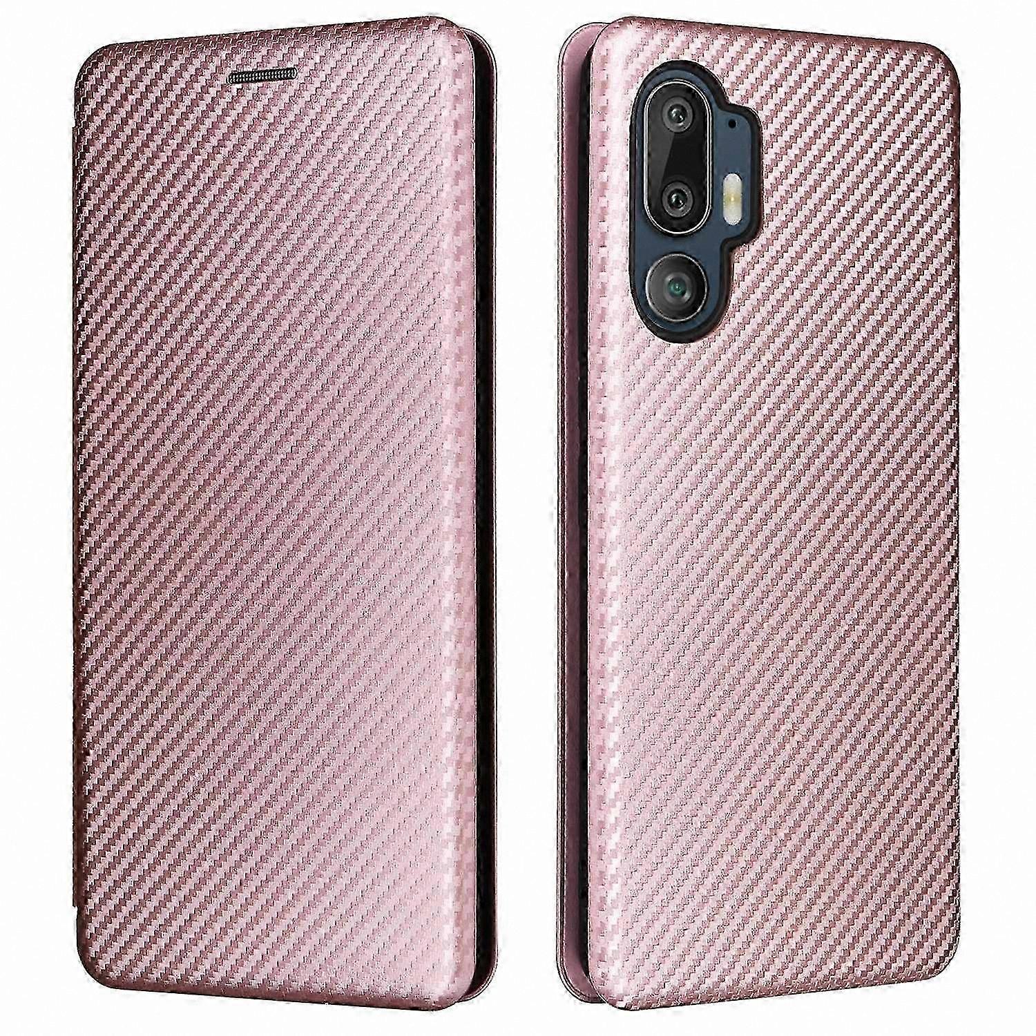 Green Leather Phone Case with Card Holder and Stand for U24 Pro 5G Carbon Fiber Texture Cover