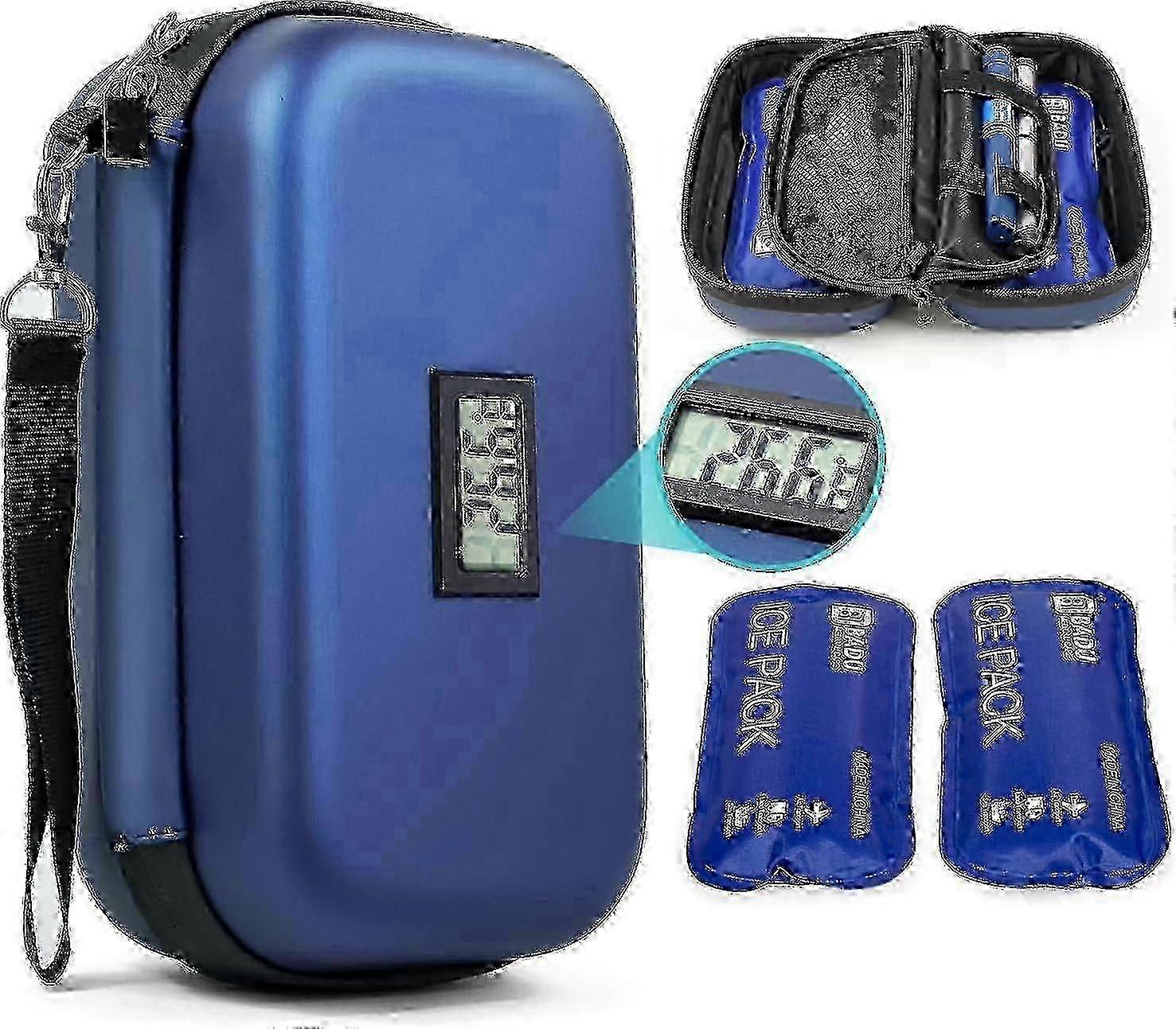 2025 Diabetic Travel Case with Insulin Cooler Temperature Display and 2 Refrigerated Storage Pouches