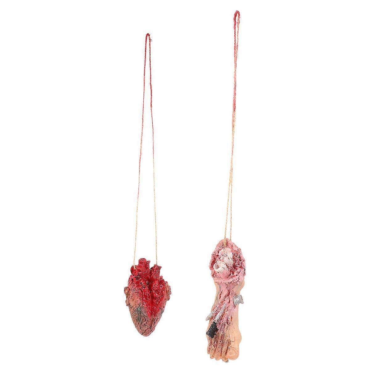 Grey Latex Halloween Scary Decorations with Simulated Human Organs for Haunted House Props 2pcs