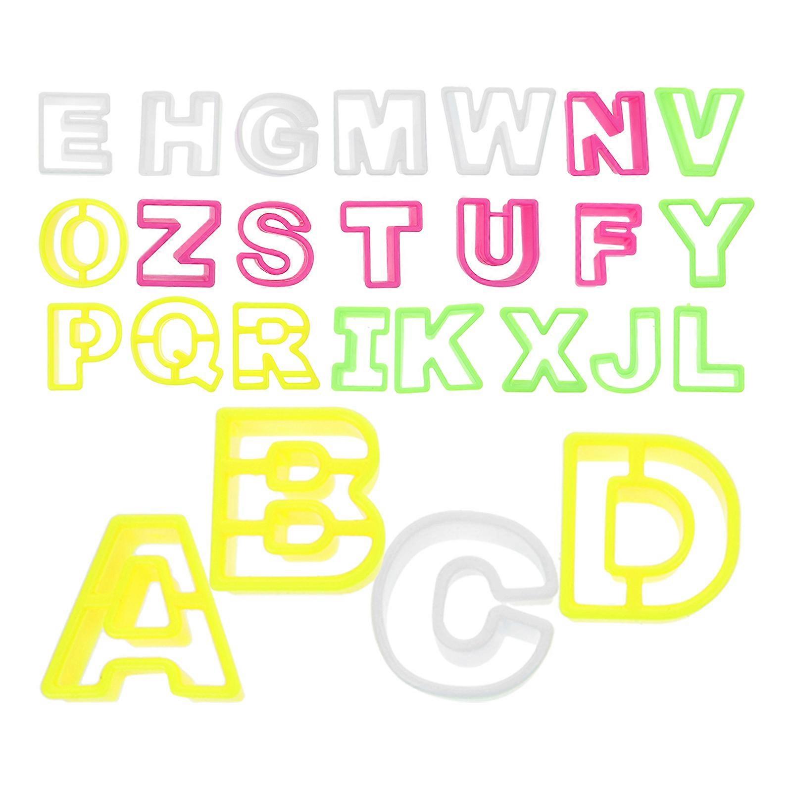 Alphabet Letter Cookie Cutter for Kitchen Use Assorted Color Plastic 26 Pieces