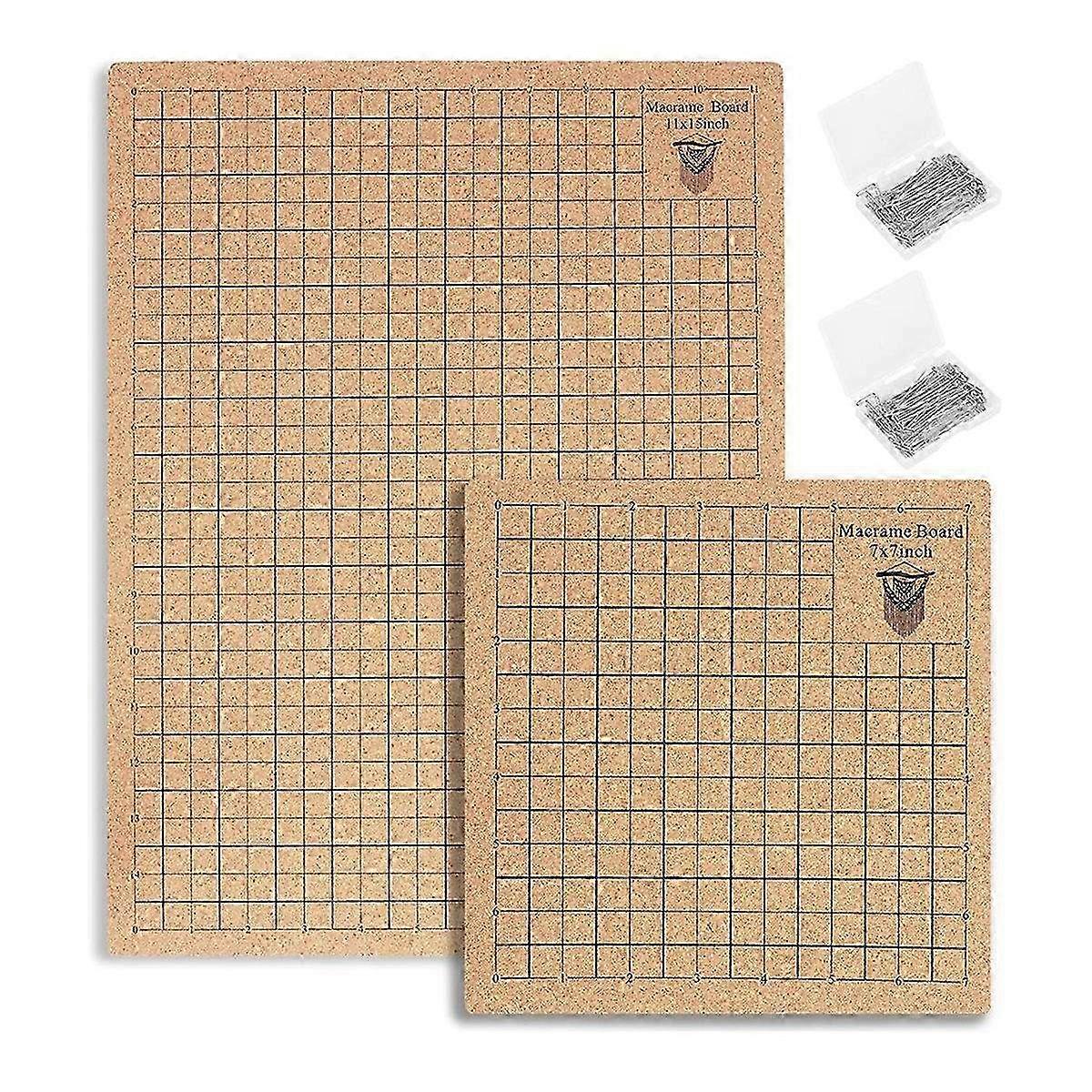 Conjunto de Tábuas de Macramê com Grades - 8x8 Polegadas & 12x16 Polegadas Tábuas e Pinos de Macramê para Fácil Elaboração e Projetos de Nós