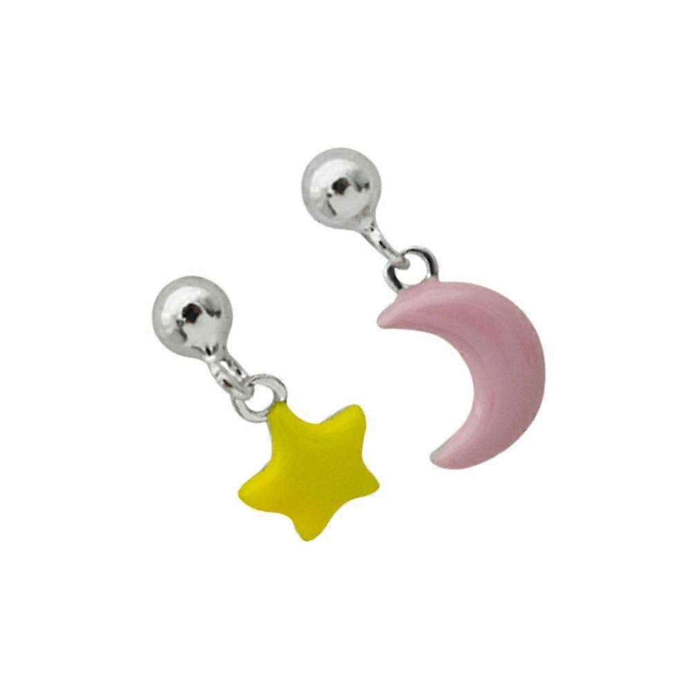 Asymmetrical Moon and Star Earrings in Silver for Stylish Everyday Wear and Decor Assorted Color