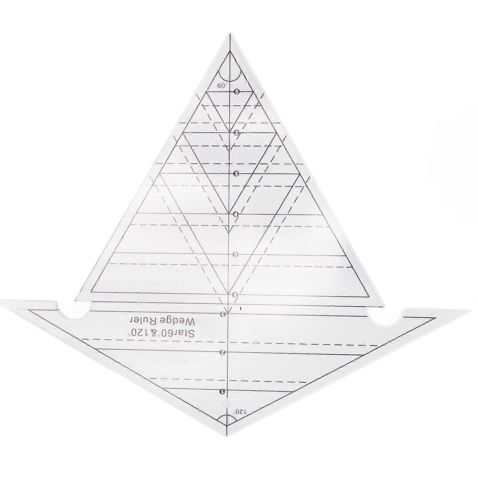 Sewing Wedge Ruler 60 Degree and 120 Degree Acrylic Transparent Precise Scale Reusable Quilting Ruler for DIY Design 