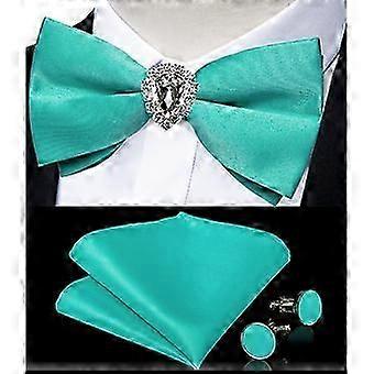 Boeyaa Classic Bow Tie for Men Wedding Purple Pre-tied Bowtie Cufflinks Ring Set for Party Man Acces