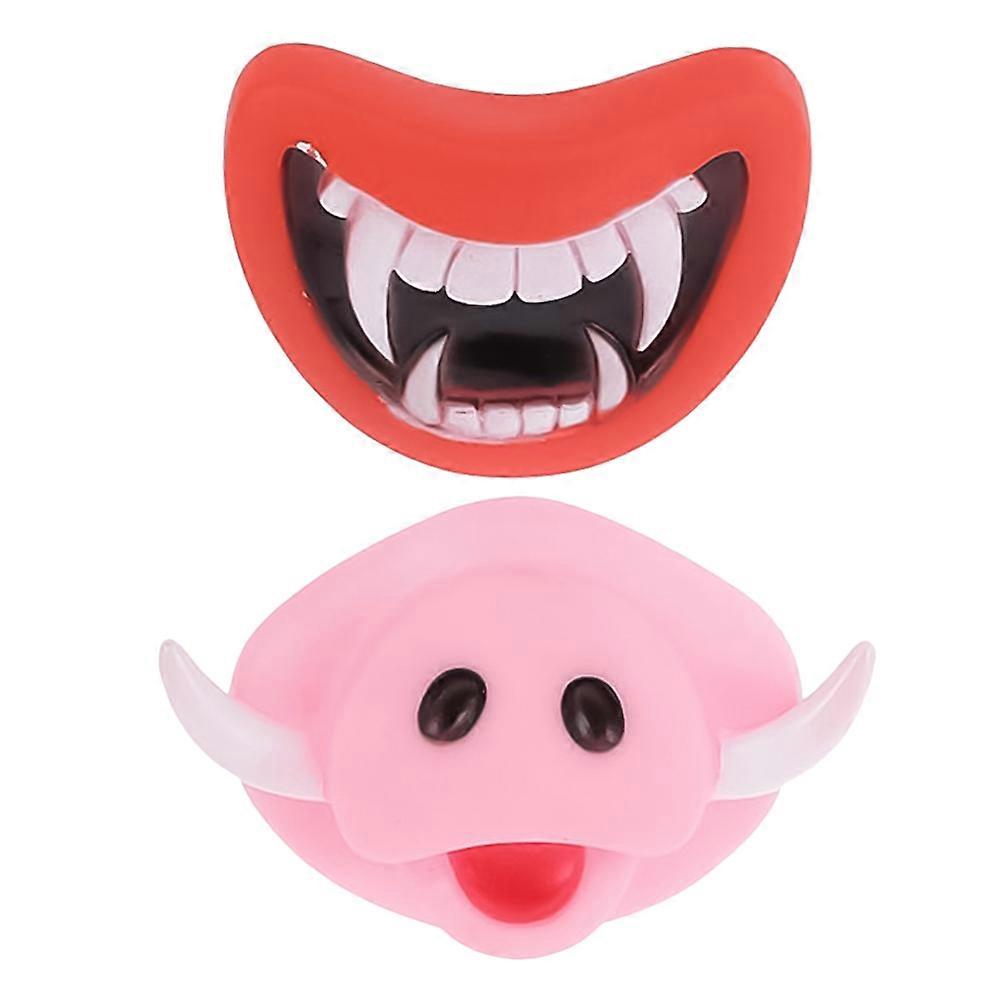 Halloween Dog Chew Toy Set Squeaky Vinyl Molars for Teeth Grinding, Stress Relief & Play Durable Pet Bite Toy with Vampire Fang & Pig Face Design