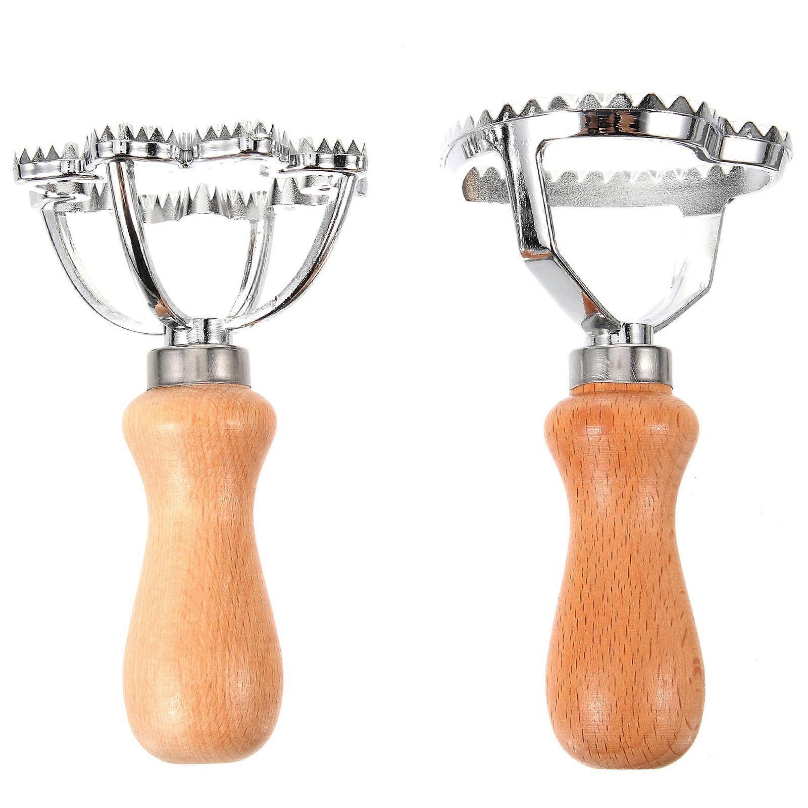 Embossed Biscuit Mold for Kitchen Baking with Wooden Handle 2Pcs Set